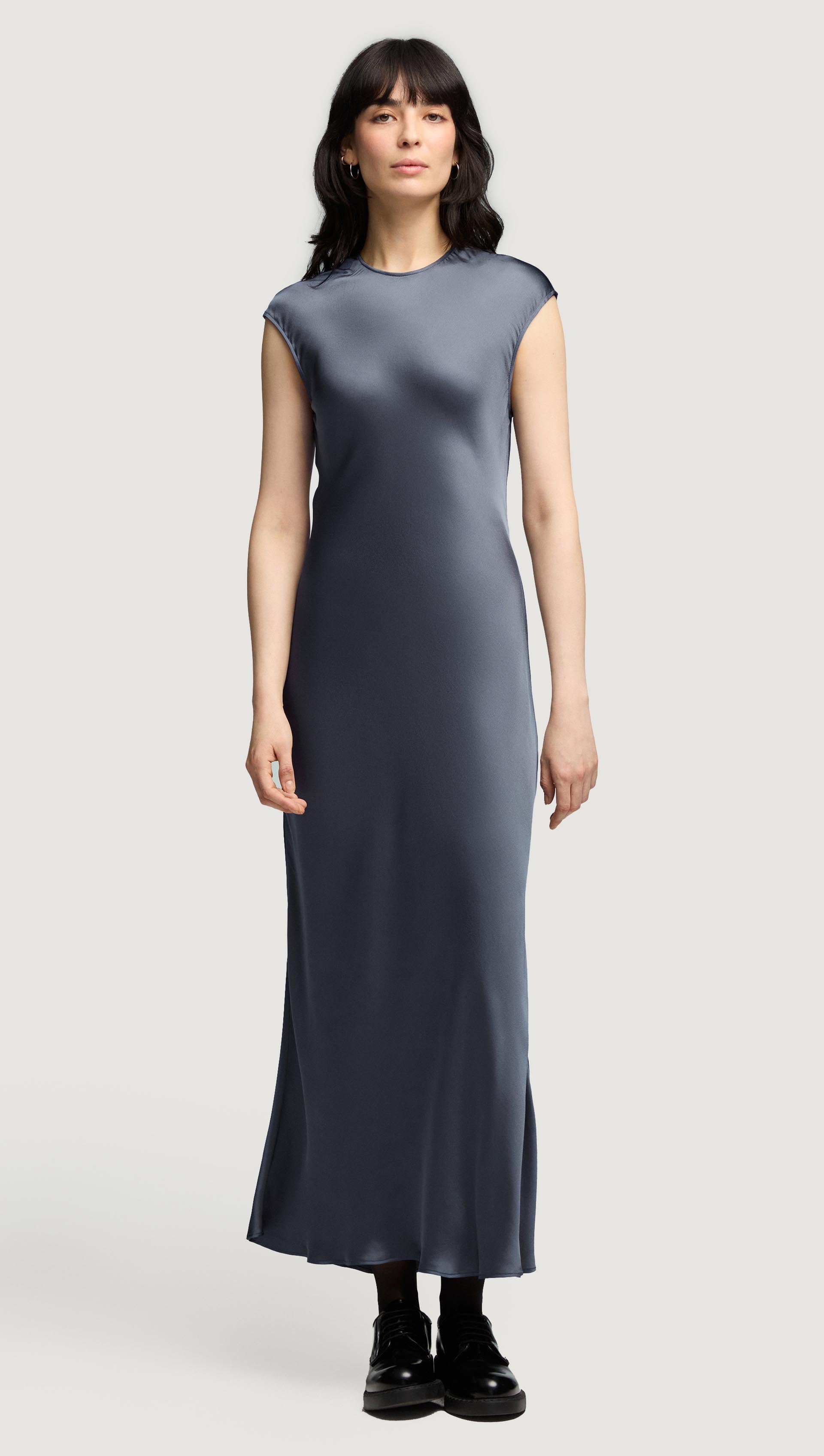 Bias Dress in Viscose Satin | Women's Dress | Argent XL / Stone Blue Bias Dress in Viscose Satin | Women's Dress | Argent XL / Stone Blue