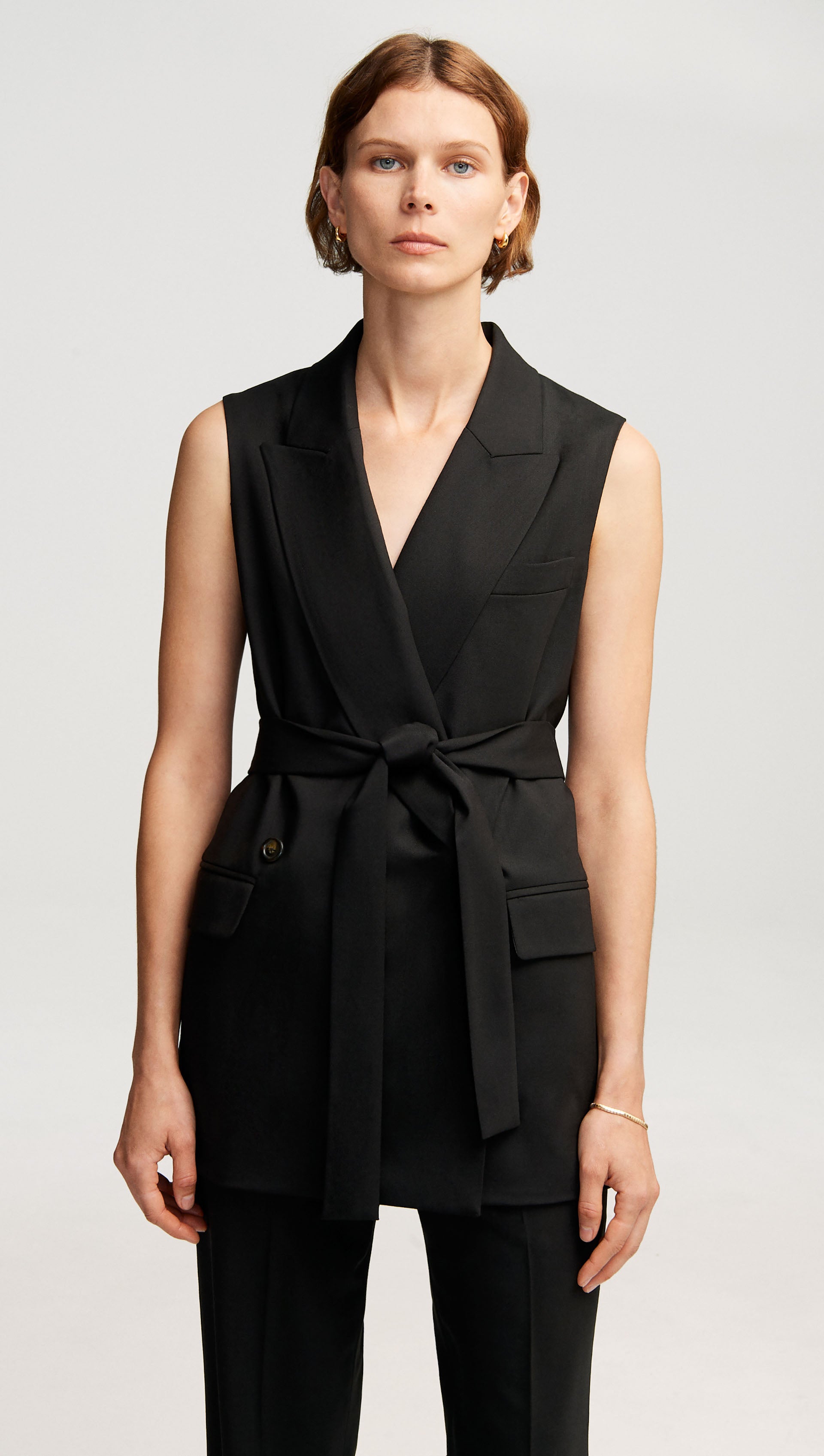 Belted Vest in Seasonless Wool | Women's Tops | Argent Belted Vest in Seasonless Wool | Women's Tops | Argent