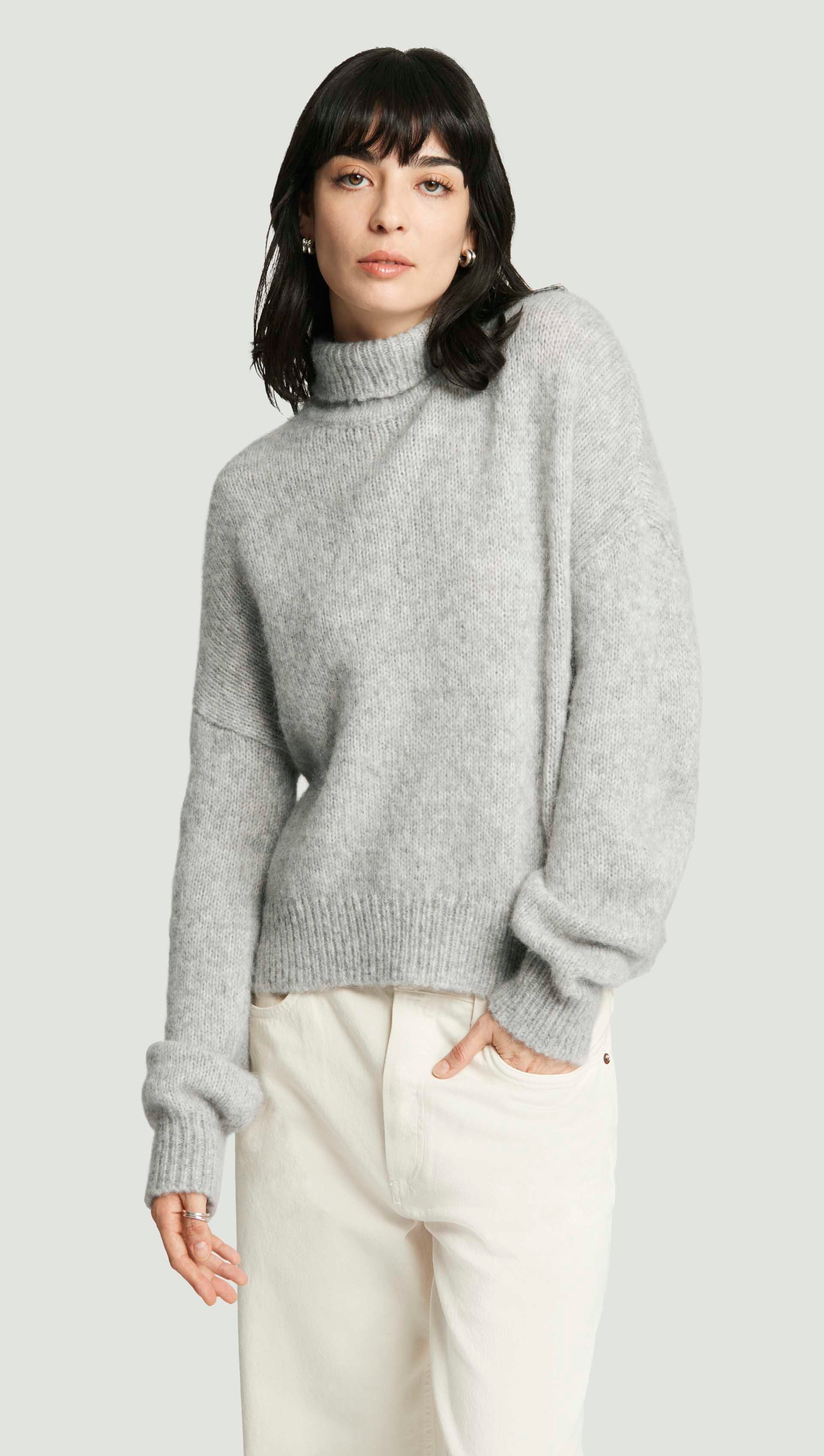Plush Turtleneck Sweater in Luxe Wool Women's Sweaters Argent