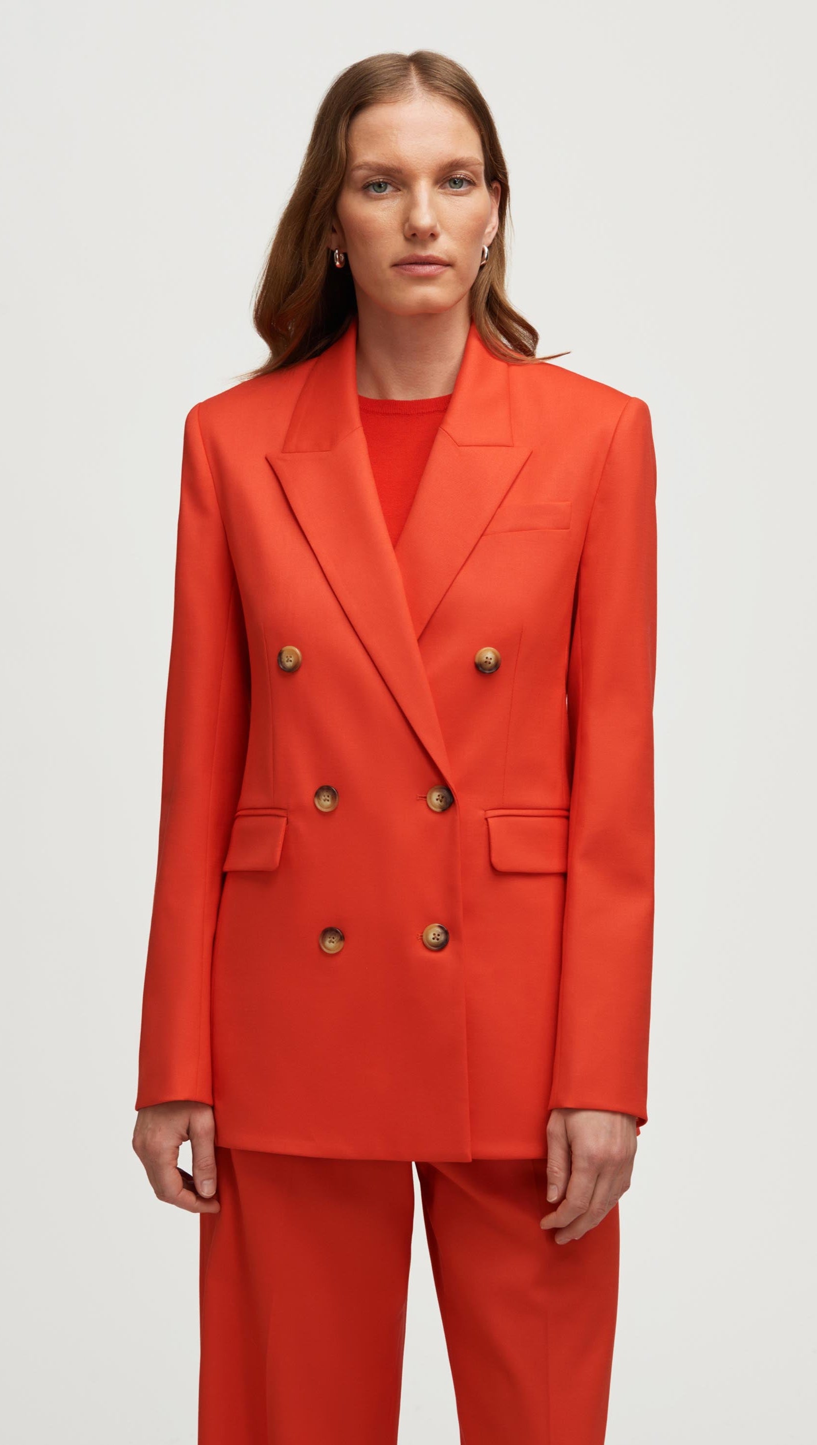 Argent Double-Breasted Blazer in Seasonless Wool | Orange | Women's Blazers