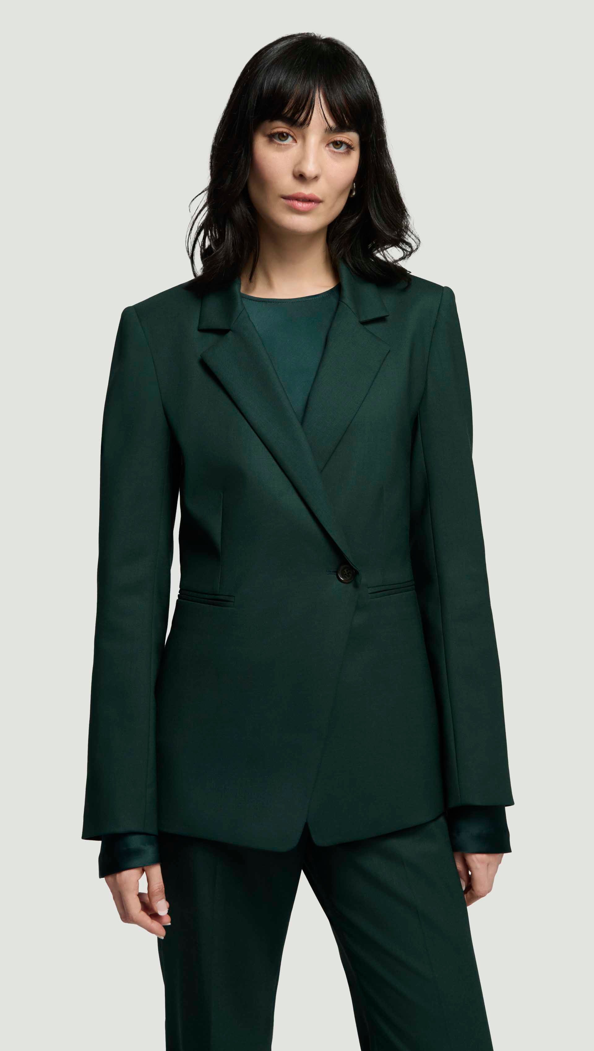 Argent Asymmetrical Blazer in Seasonless Wool | Deep Forest | Women's Blazers | Size 2 Argent Asymmetrical Blazer in Seasonless Wool | Deep Forest | Women's Blazers | Size 2
