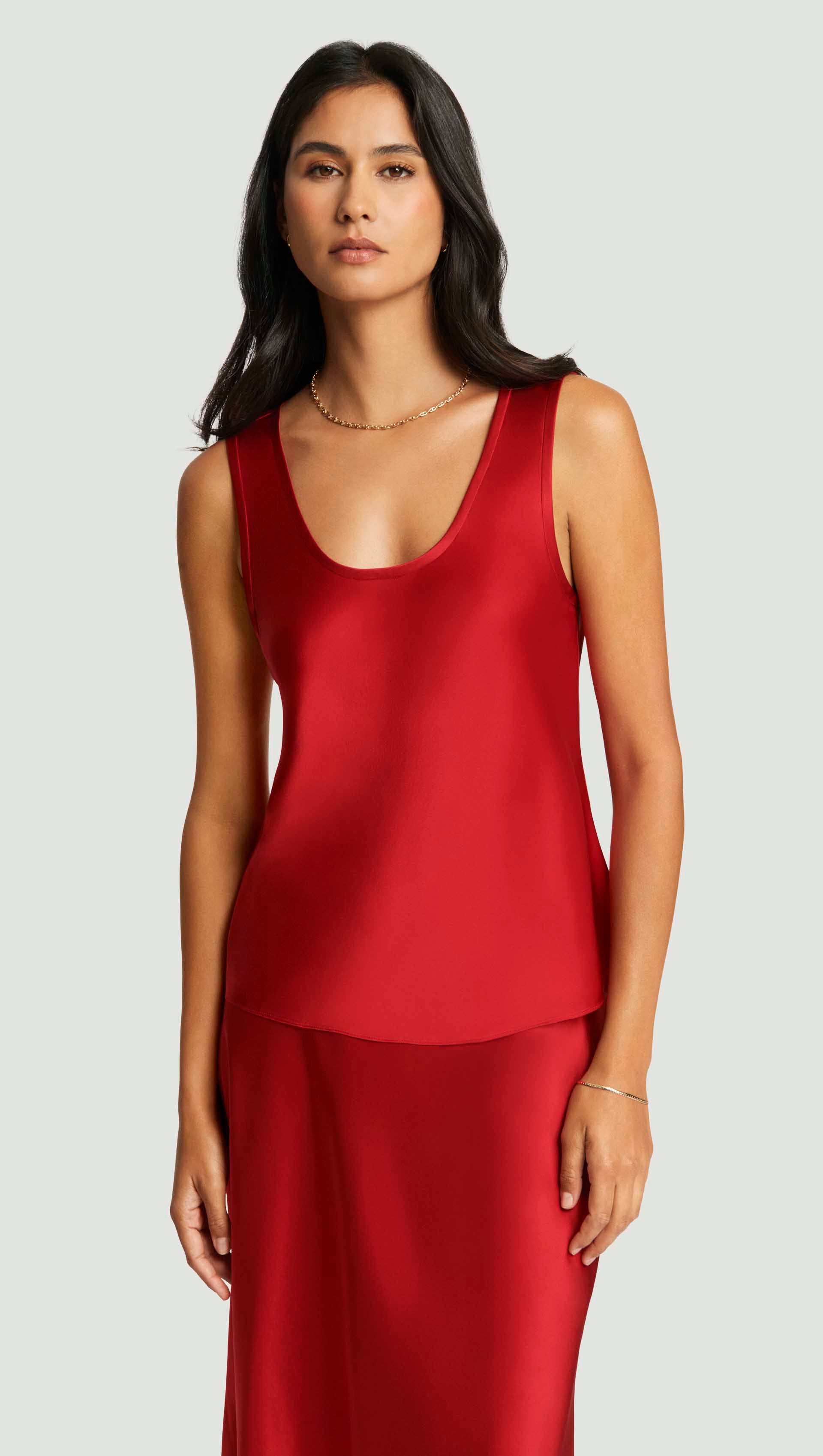 Tank in Silk Charmeuse | Women's Tops | Argent