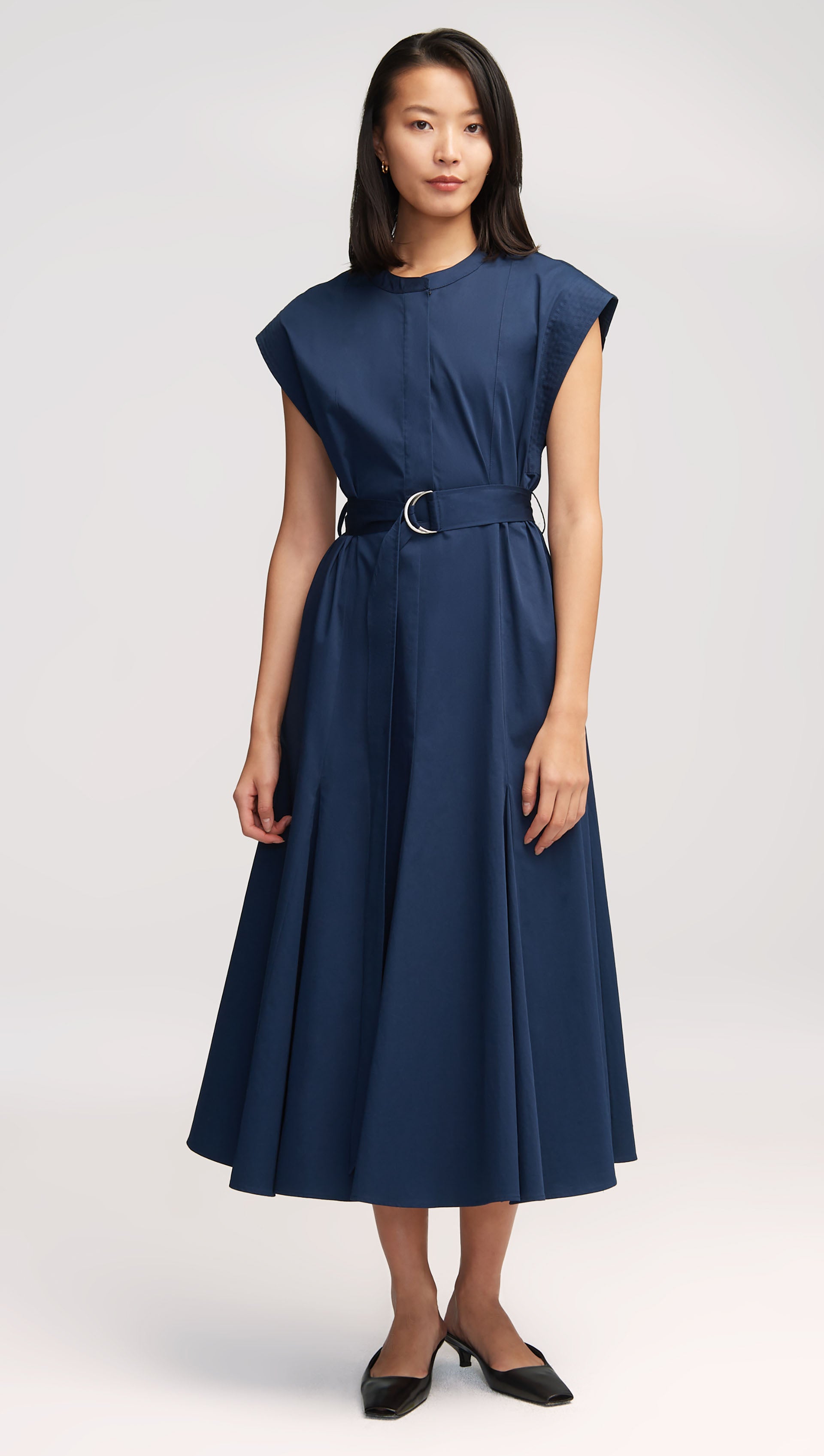Varick Dress in Cotton Sateen | Midnight Varick Dress in Cotton Sateen | Midnight