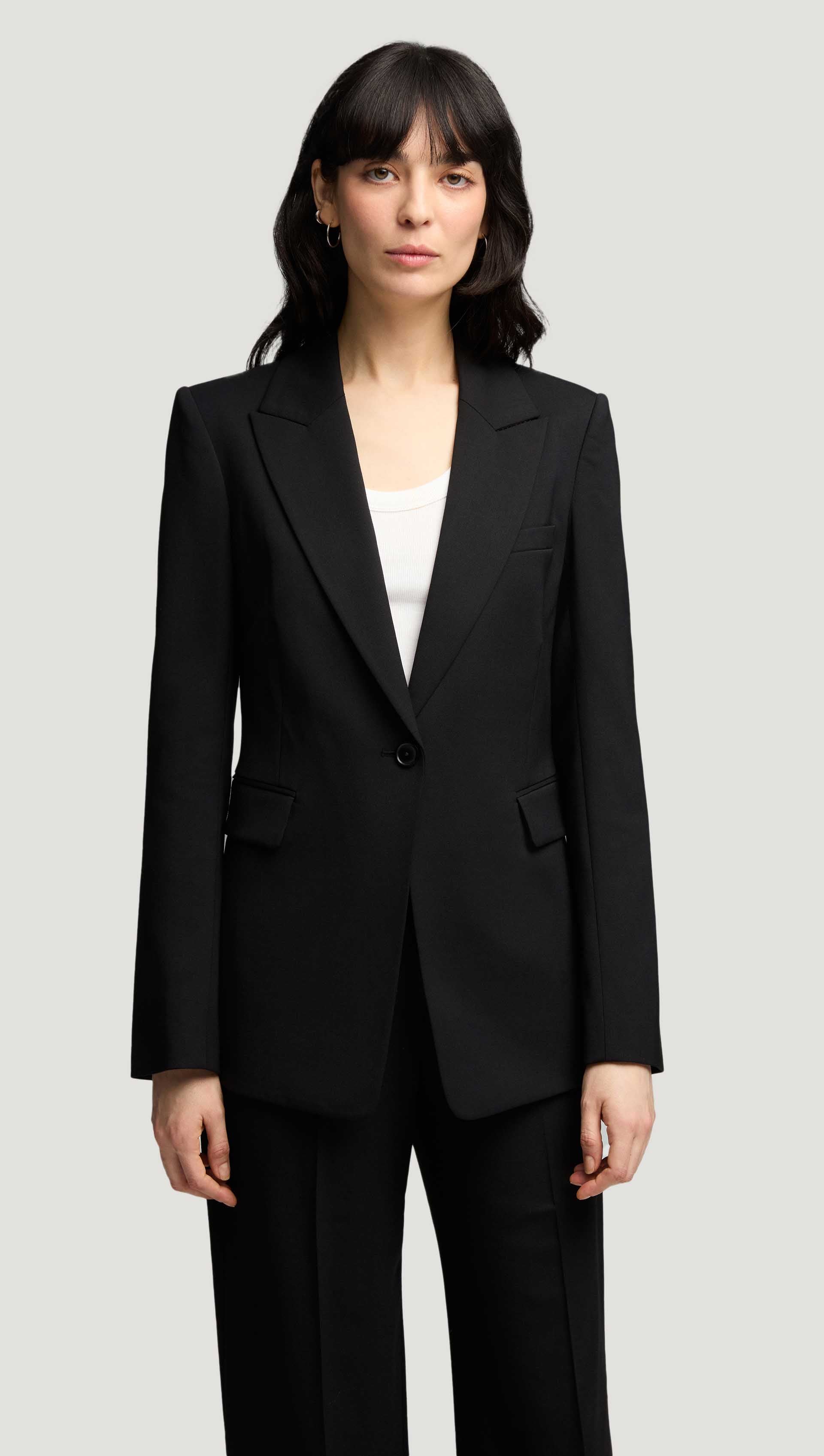 Single Button Blazer in Seasonless Wool Women's Blazers Argent