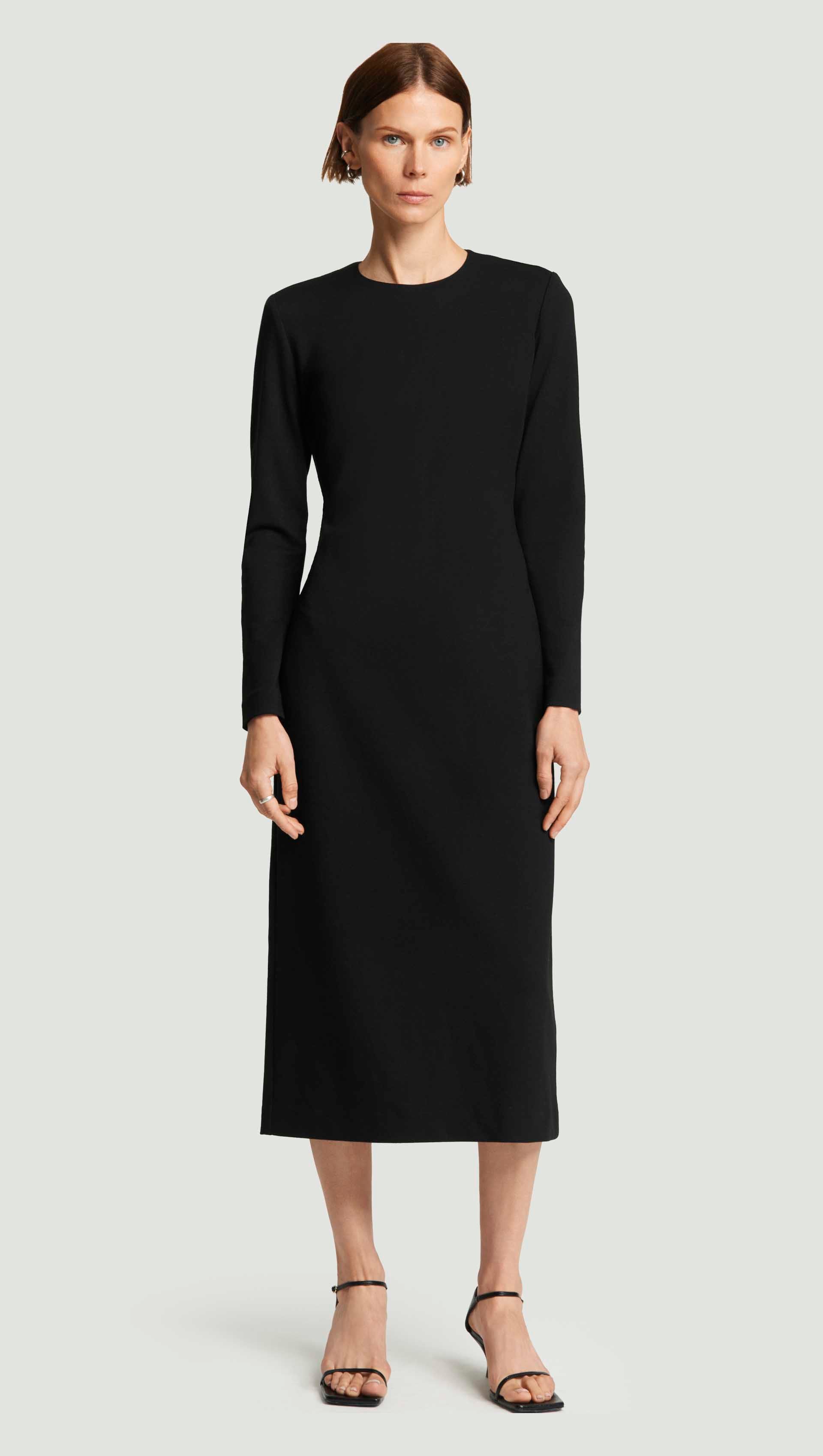 Crewneck Dress in Wool Jersey | Women's Dresses | Argent M / Black Crewneck Dress in Wool Jersey | Women's Dresses | Argent M / Black