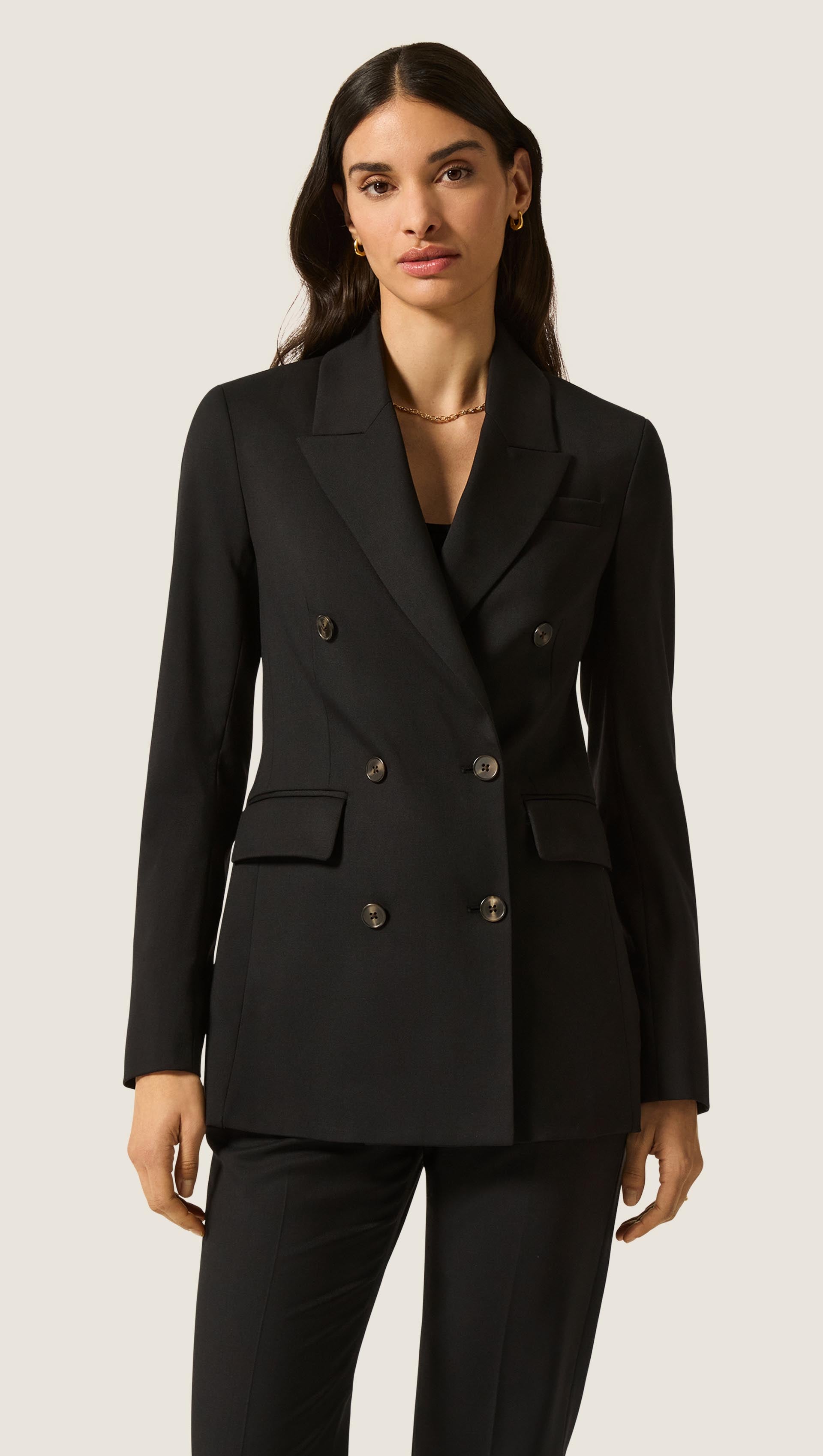 Argent Double-Breasted Blazer in Seasonless Wool | Black | Women's Blazers | Size 6 Argent Double-Breasted Blazer in Seasonless Wool | Black | Women's Blazers | Size 6