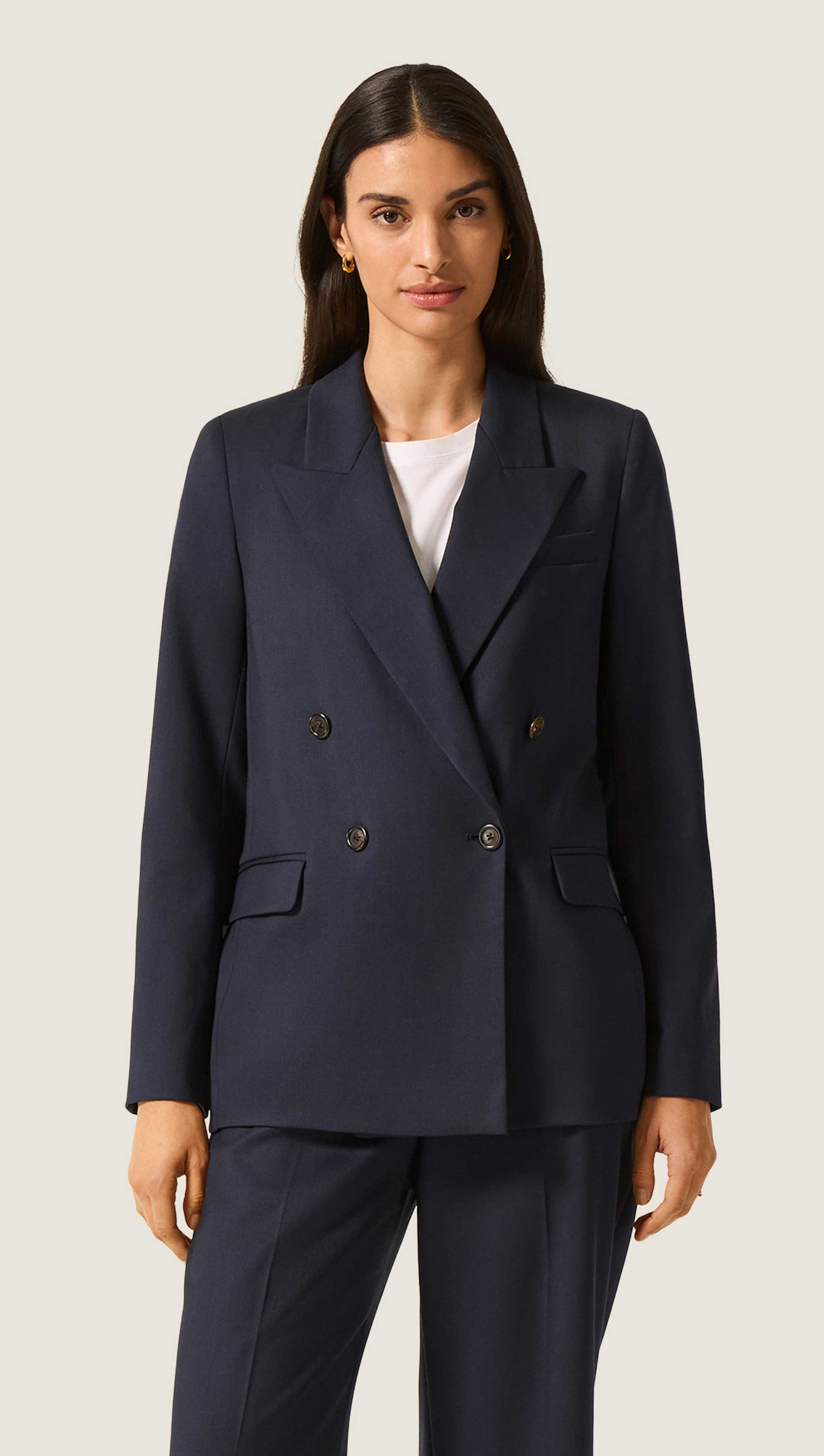 Argent Peak Lapel Blazer in Seasonless Wool | Midnight | Women's Blazers | Size 14 Argent Peak Lapel Blazer in Seasonless Wool | Midnight | Women's Blazers | Size 14