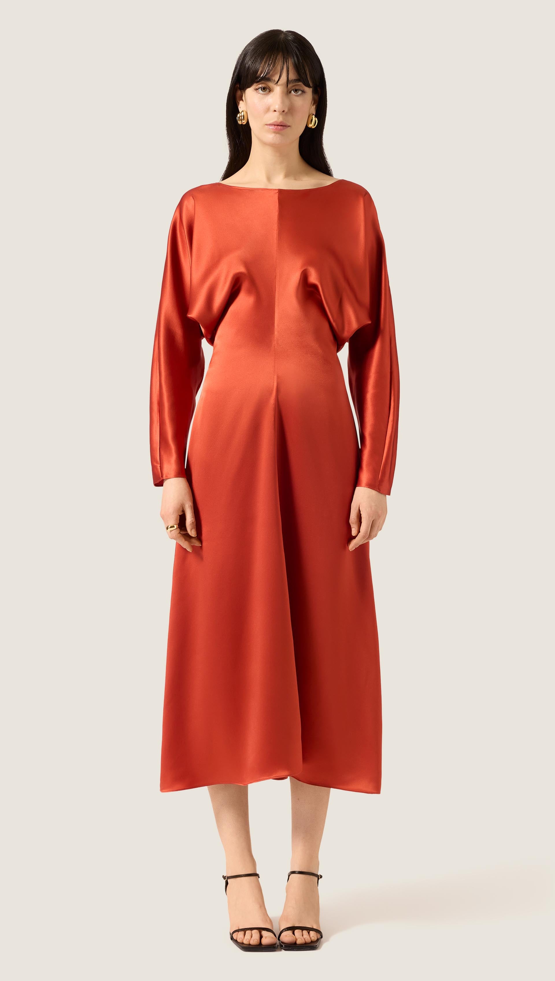 sheen clothing dresses Apricot Metallic Sheen Puff Sleeve Button Up Mini Shirt Dress