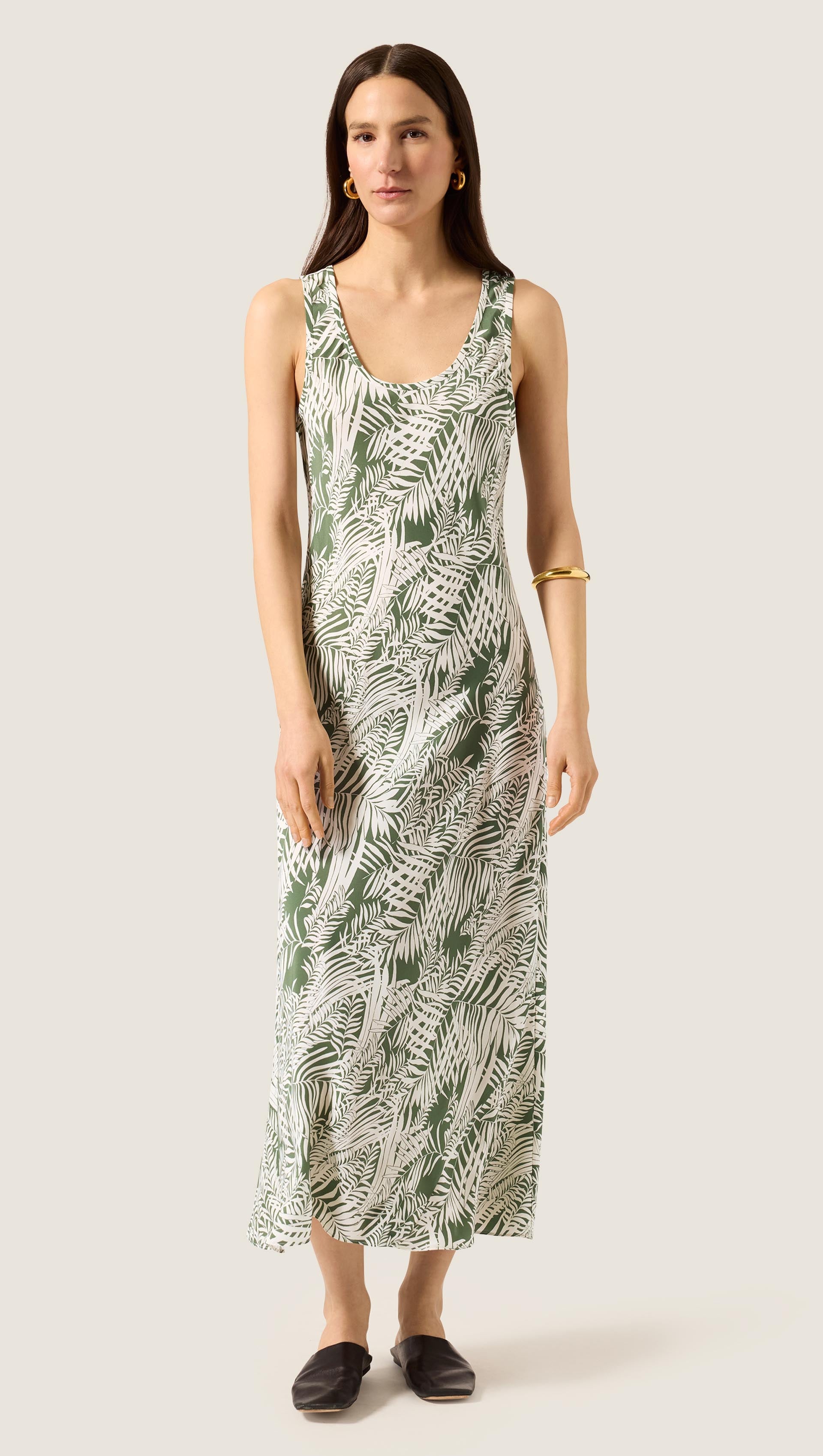 Argent Tank Dress in Matte-side Silk Charmeuse | White Fern | Women's Dresses