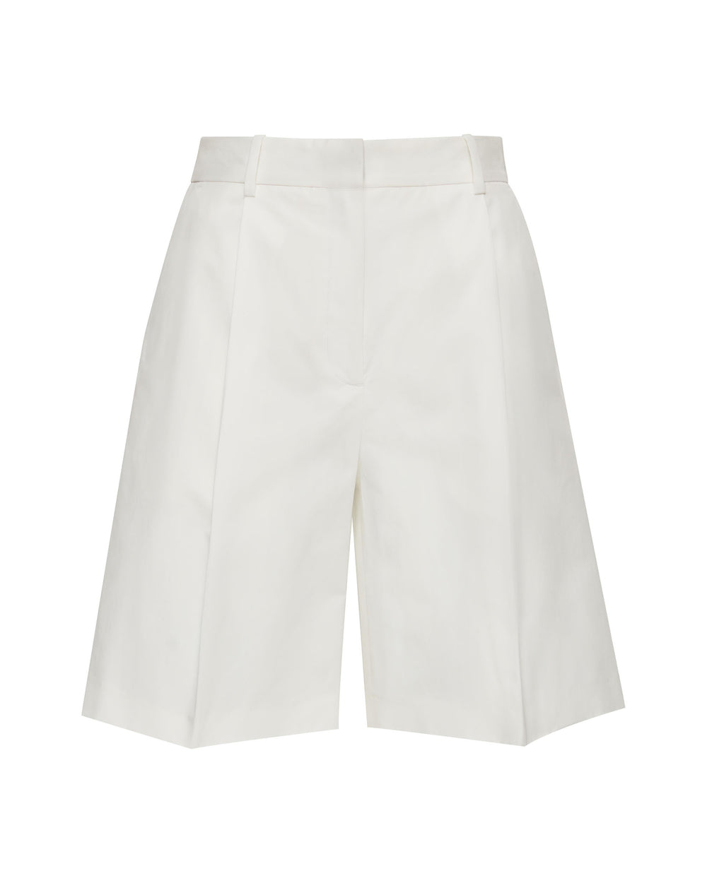 Pleated Shorts in Cotton Twill | Ivory