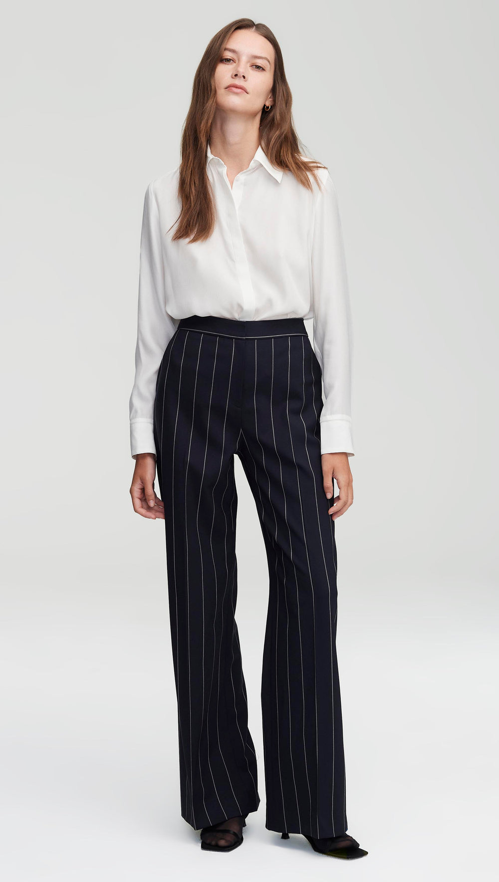 Women Striped Relaxed Flared Wrinkle Free Pleated Cotton Trousers –  BITTERLIME