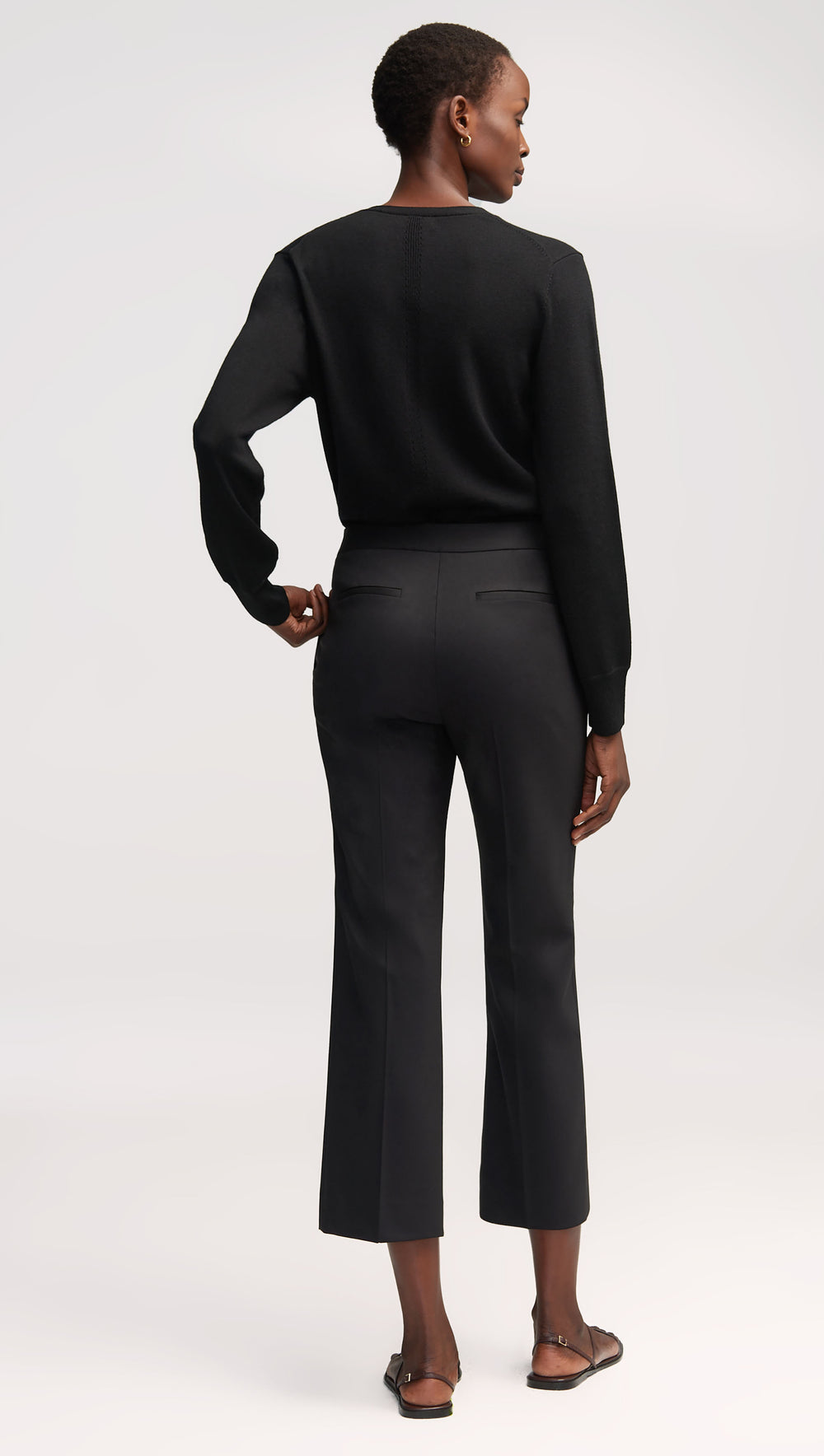 Slim Kick Flare Trouser in Seasonless Wool | Black