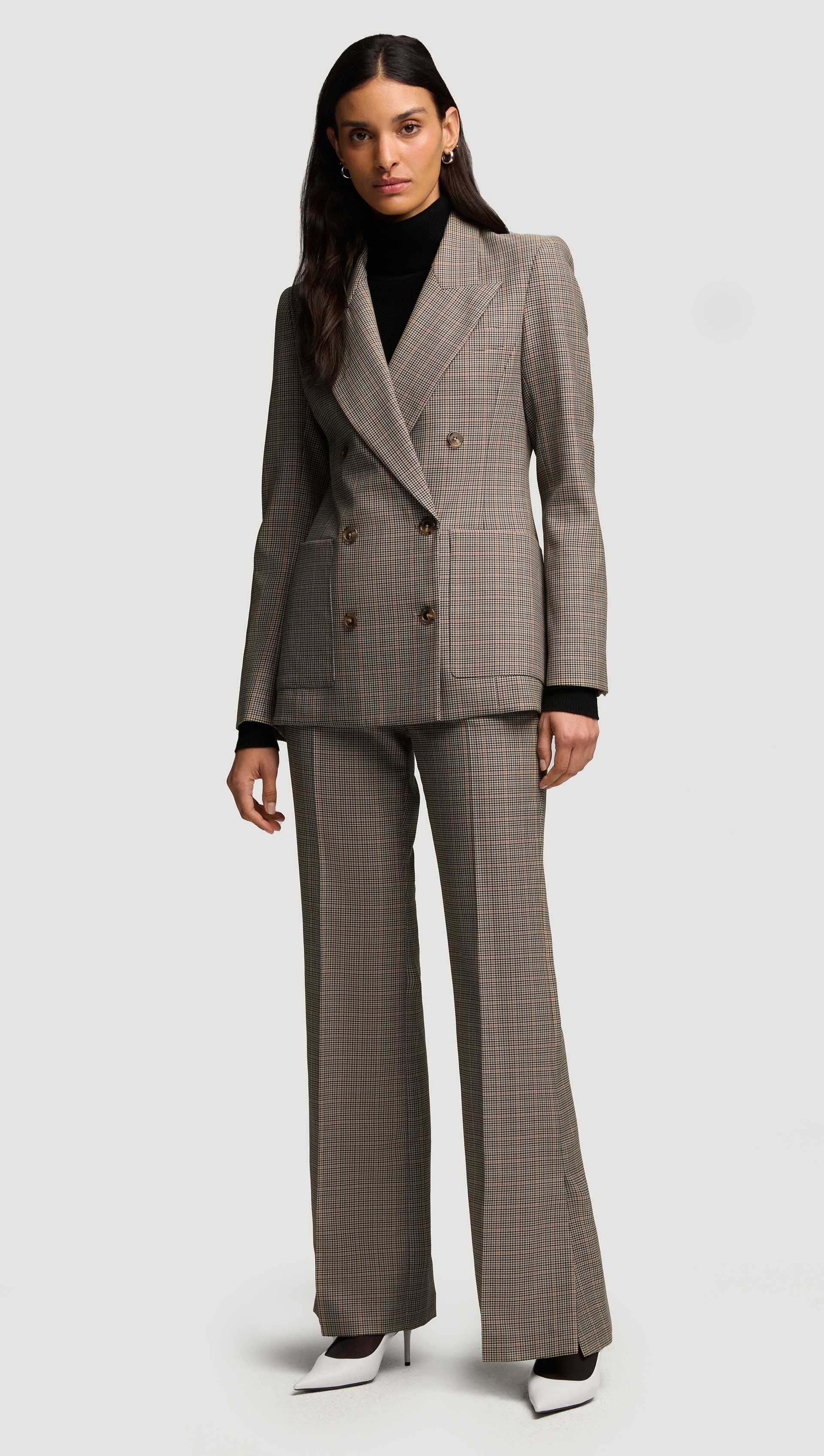 Chelsea Blazer in Wool Blend | Plaid Houndstooth