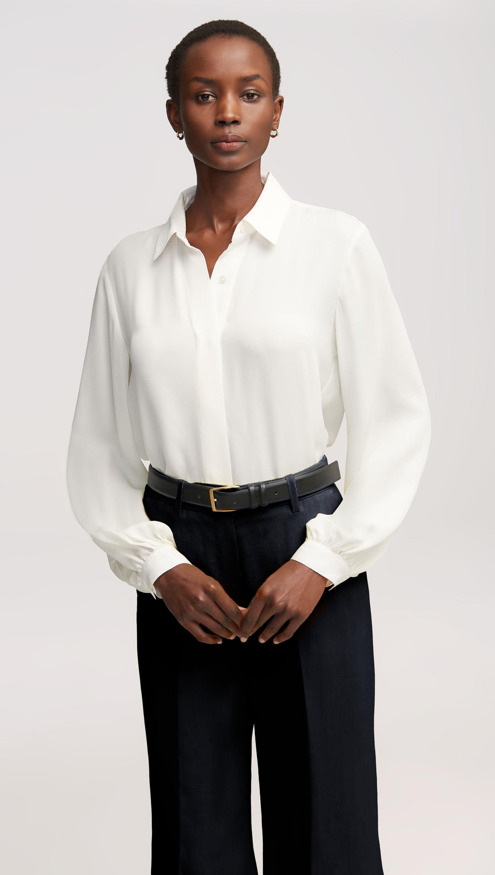 Vesey Blouse in Double Georgette | Ivory