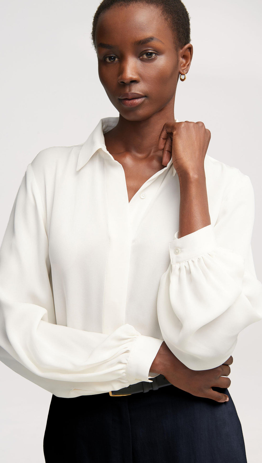 Vesey Blouse in Double Georgette | Ivory
