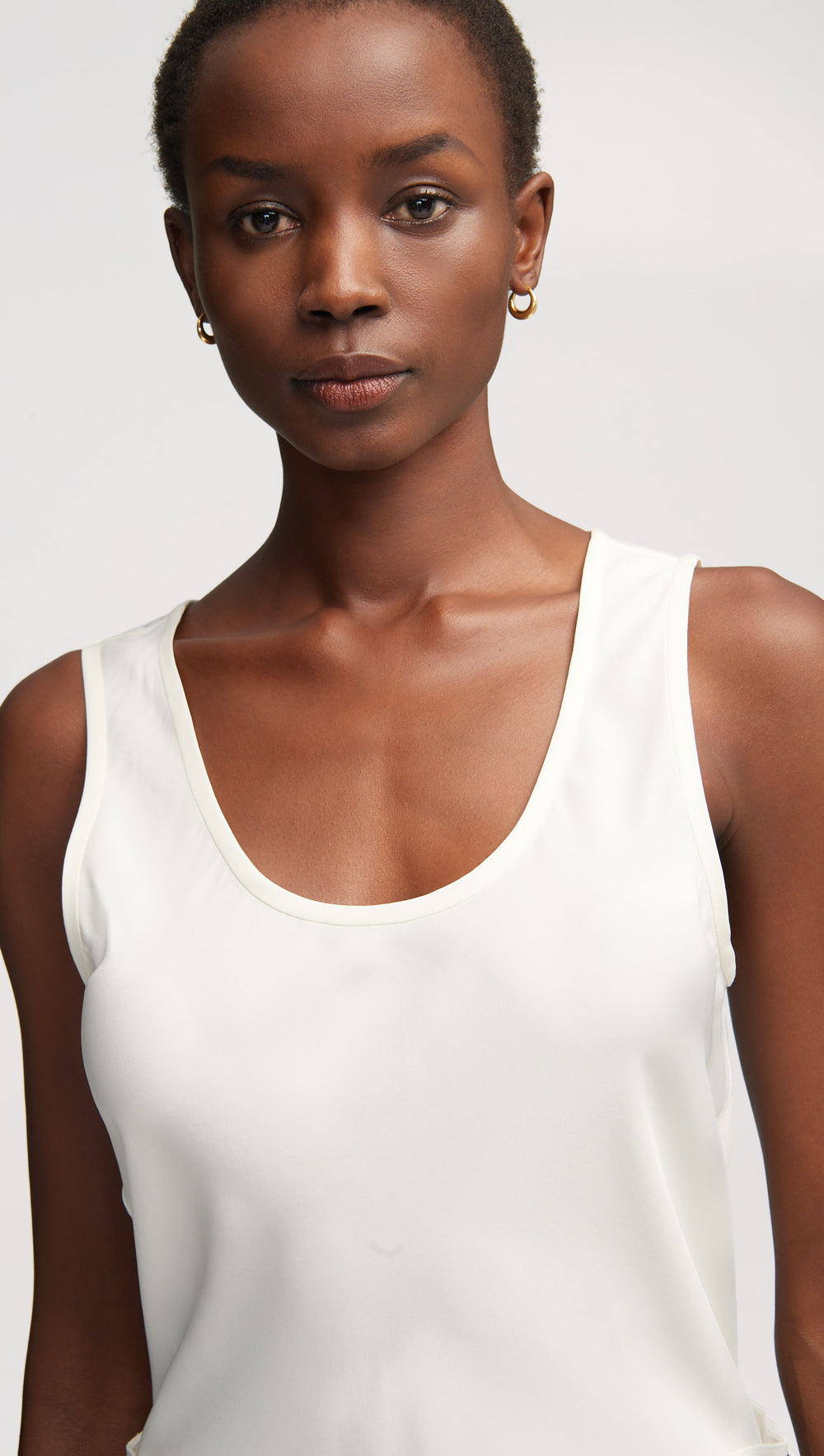 Tank in Matte-side Silk Charmeuse | Ivory