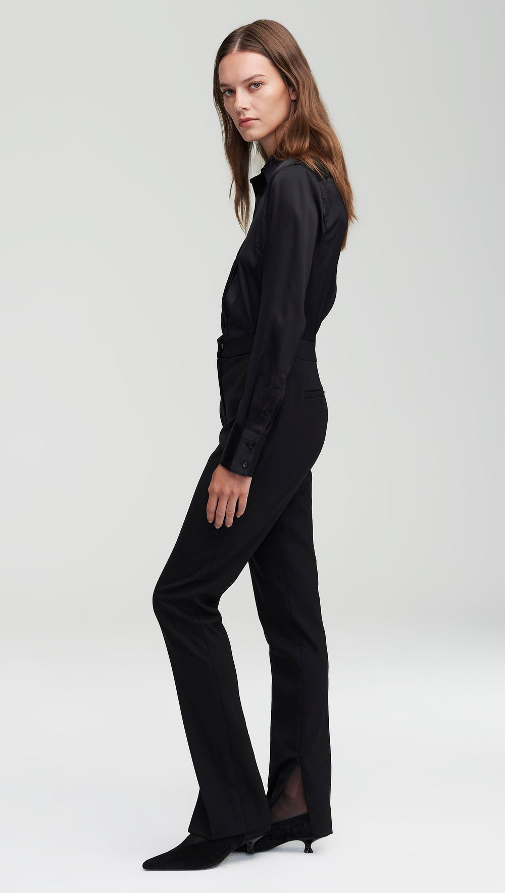Elongated Tailored Trouser in Seasonless Wool | Black
