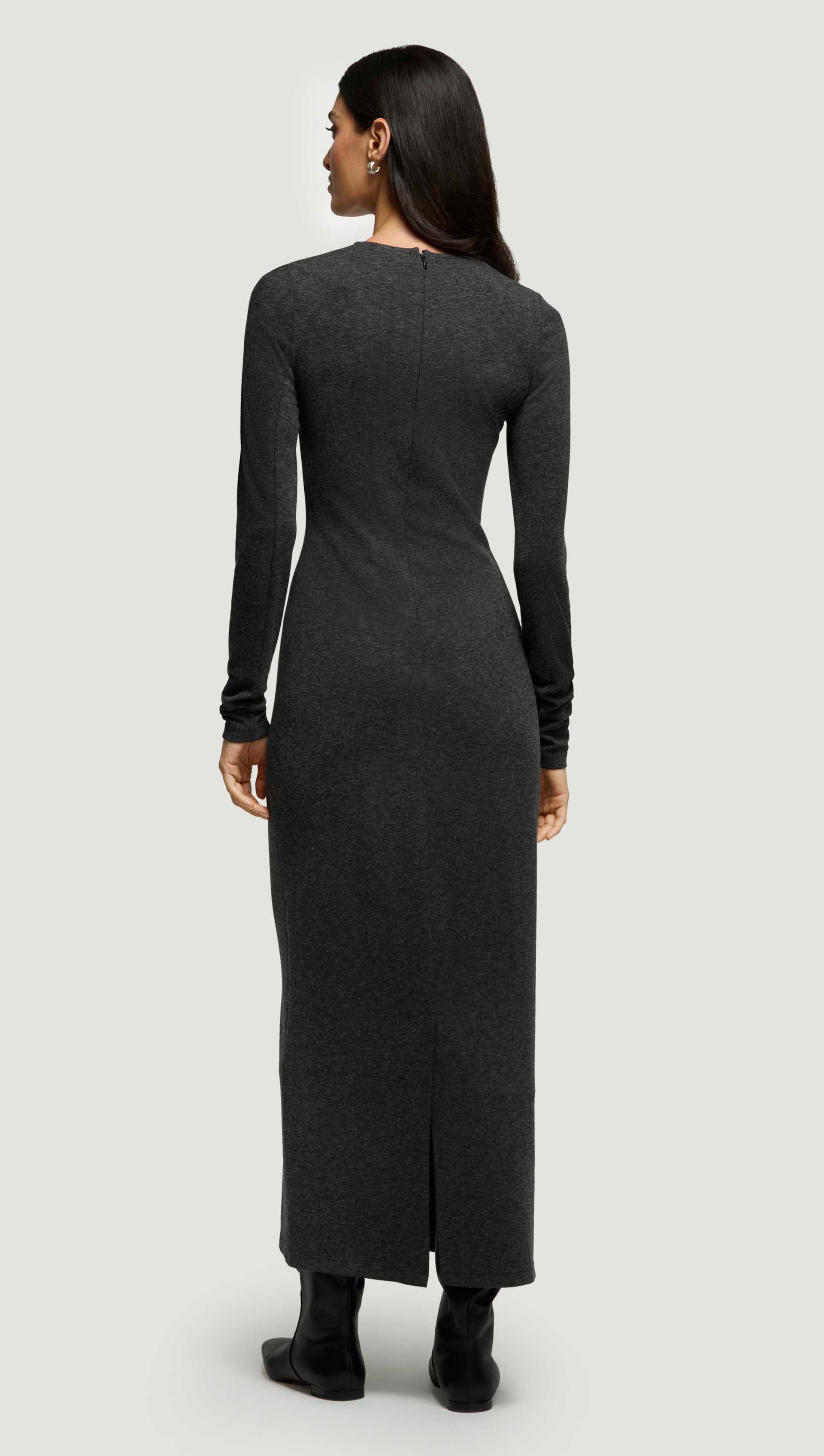 Argent Crewneck Dress in Wool Jersey | Dark Grey Melange | Women's Dresses