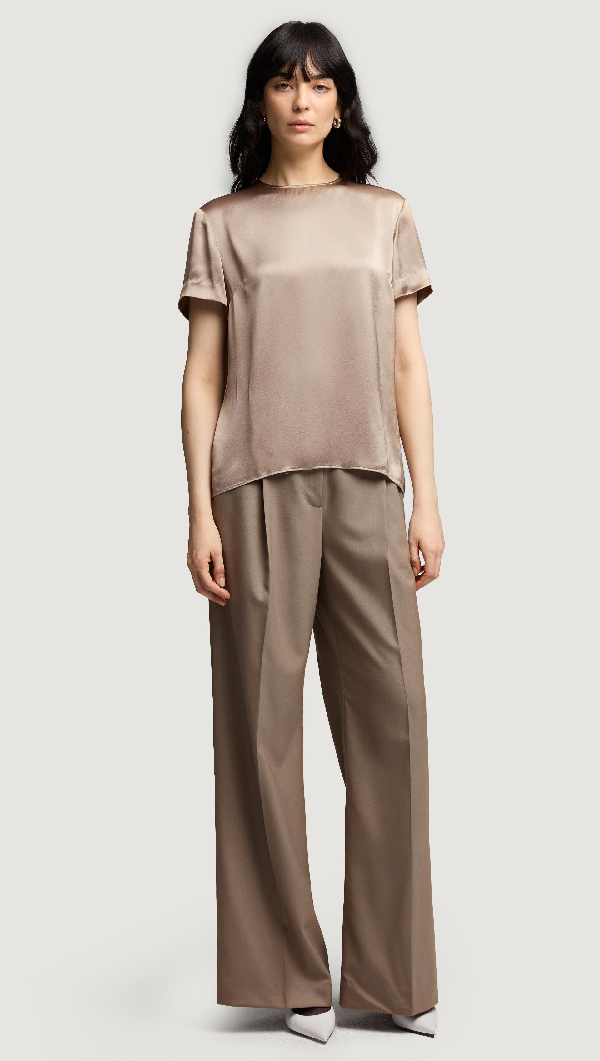 Single Pleat Trouser in Seasonless Wool | Taupe