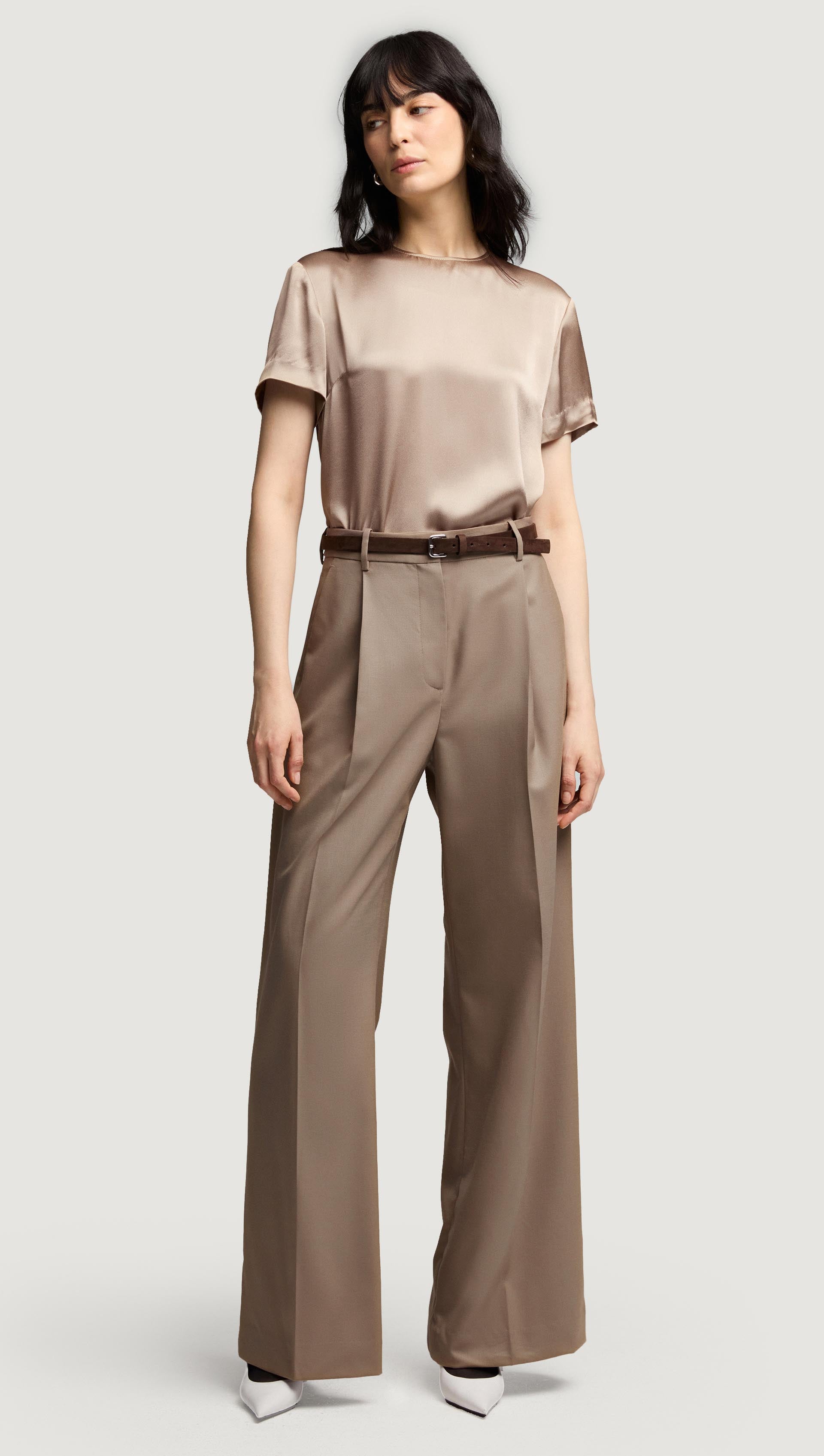 Single Pleat Trouser in Seasonless Wool | Taupe