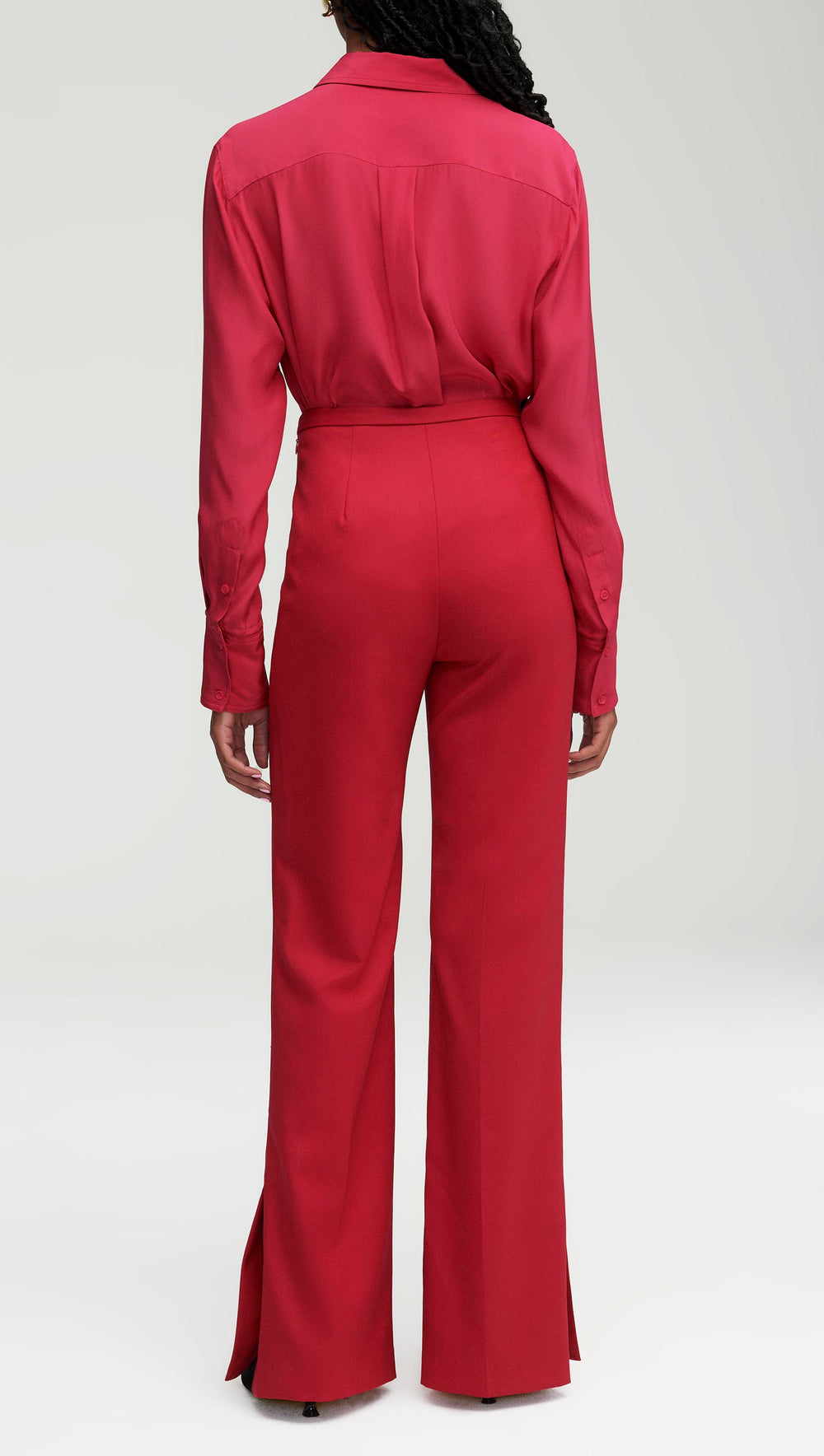 Slim Pintuck Trouser in Seasonless Wool | Cranberry