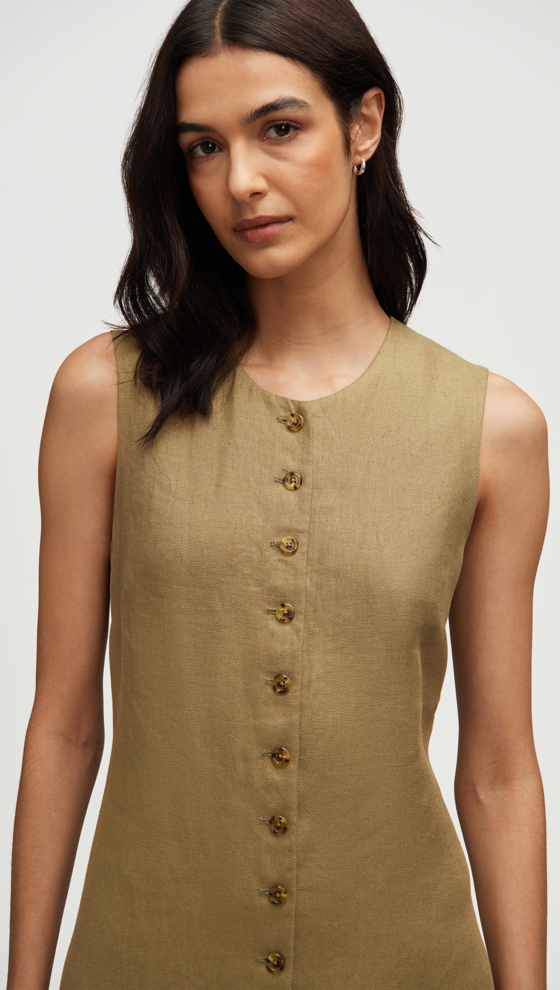 belted military dress in basket weave linen Button Dress in Basket Weave Linen | Women's Dresses
