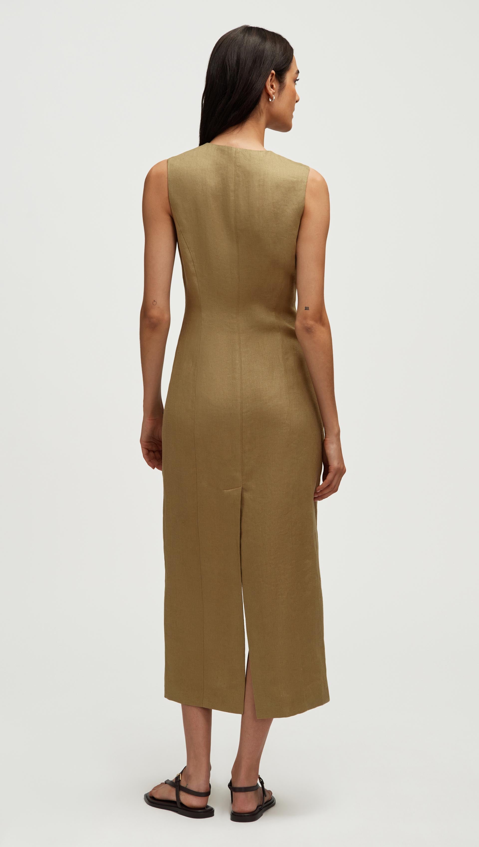 belted military dress in basket weave linen Button Dress in Basket Weave Linen | Women's Dresses