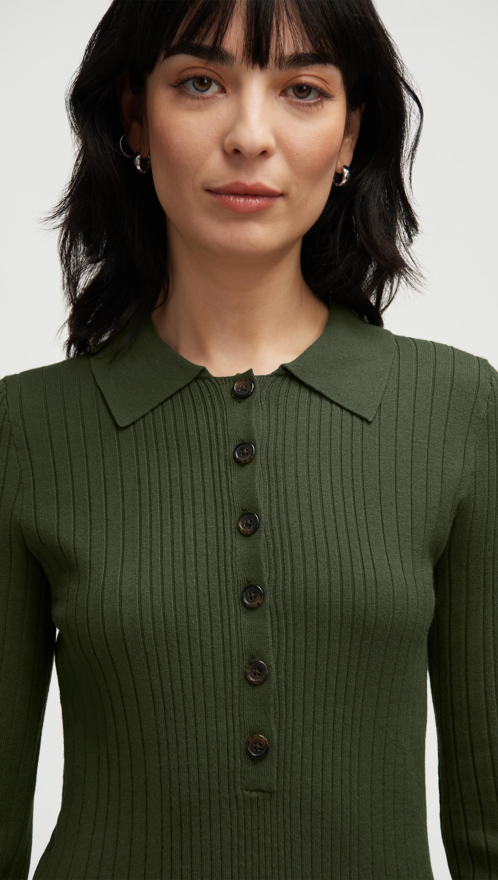 Polyester S/weather Ribbed Collar Sweater in Viscose Polyester | Women's Sweaters | Argent