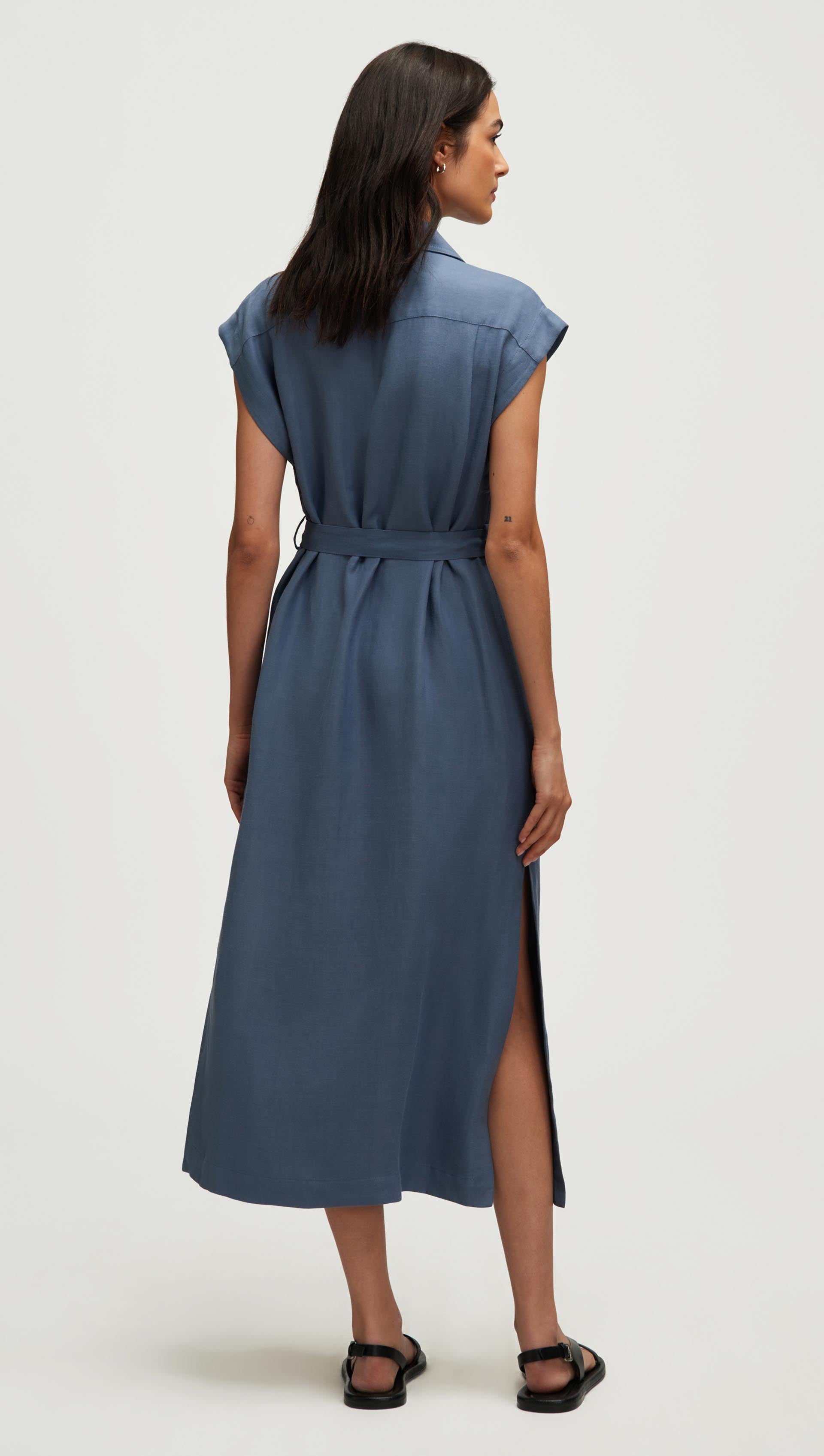 trench dress Argent Trench Dress in Viscose Linen Twill | Powder Blue | Women's Dresses