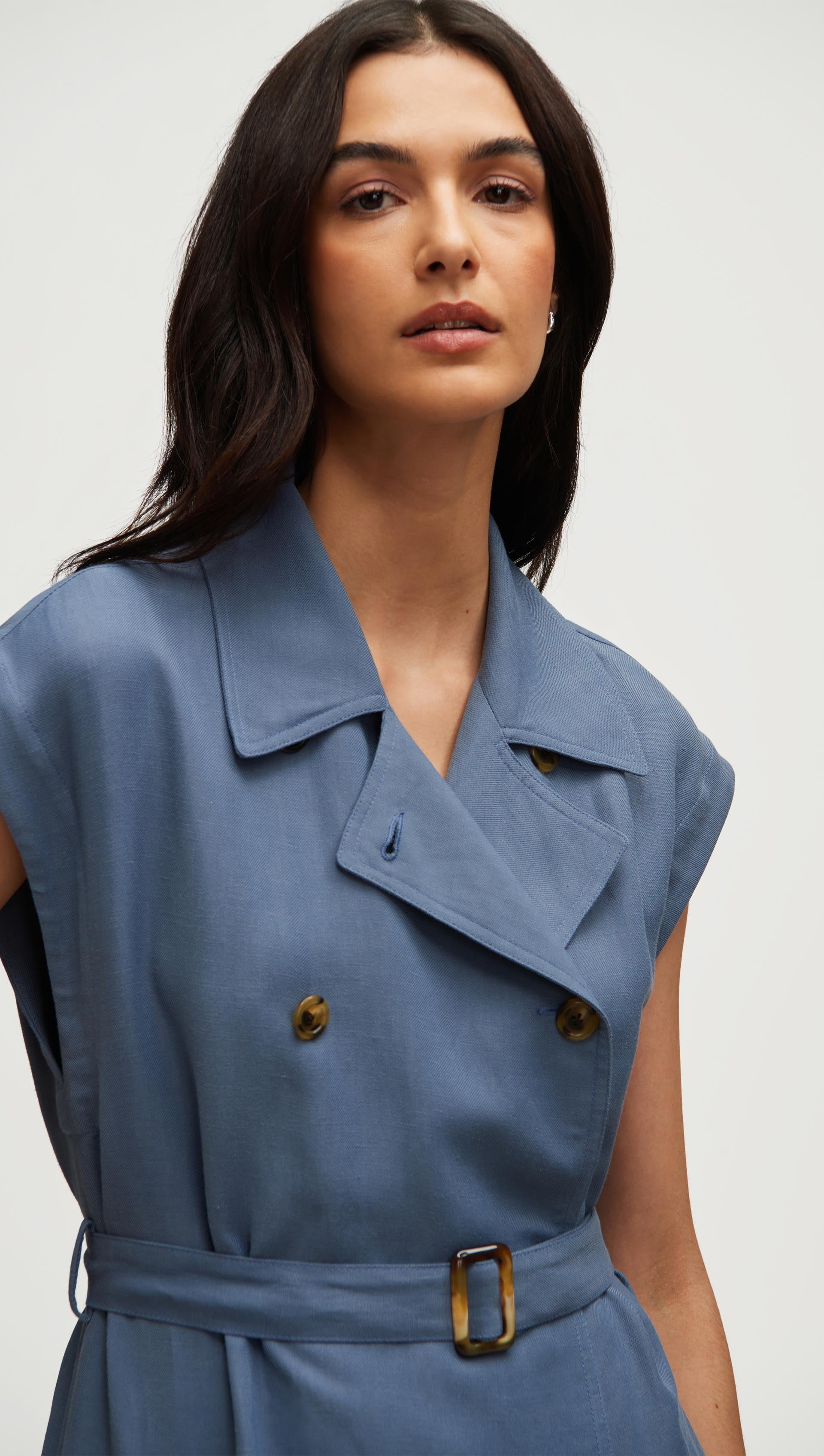 Trench Dress in Viscose Linen Twill | Women's Dresses | Argent Trench Dress in Viscose Linen Twill | Women's Dresses | Argent