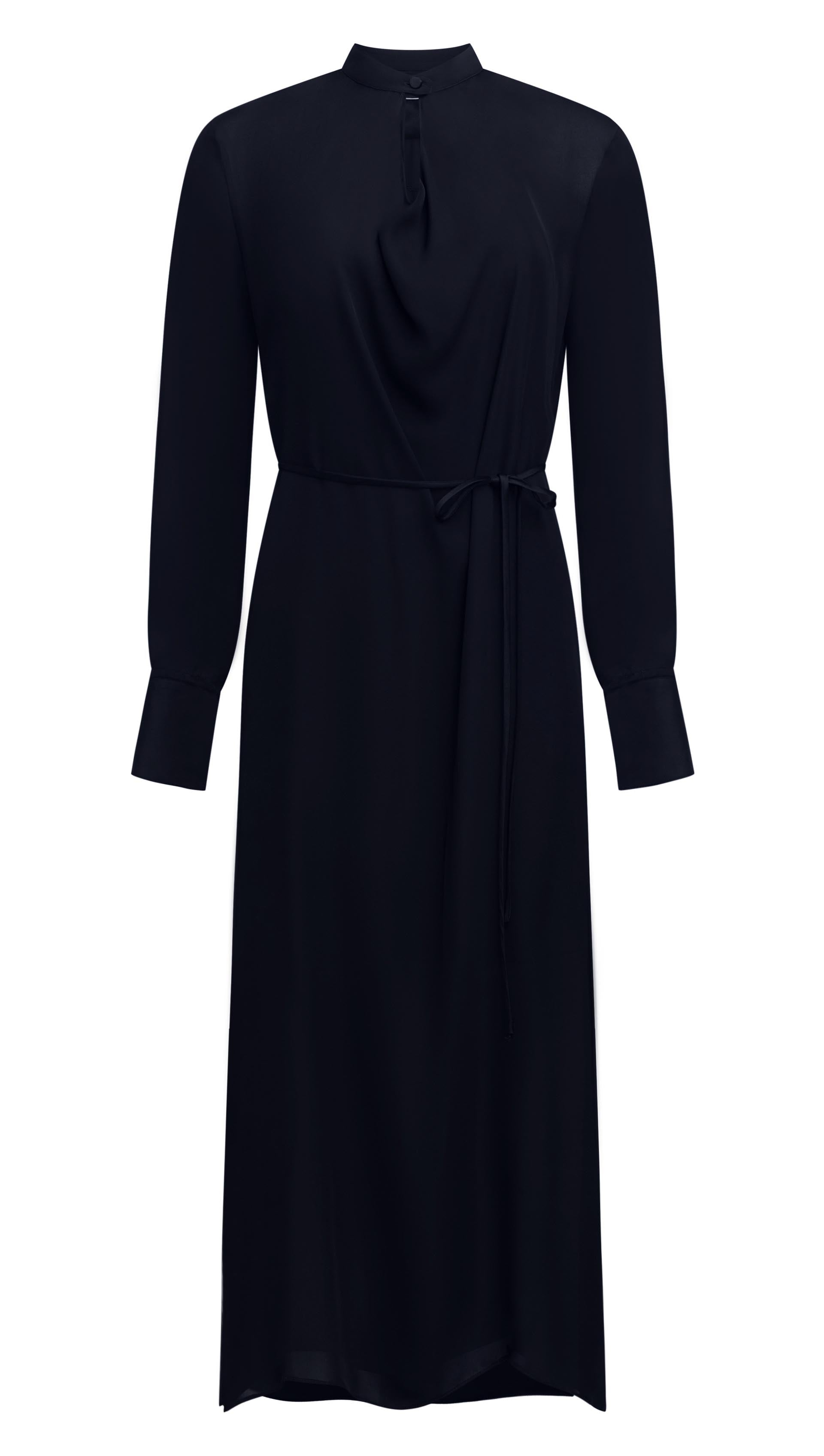black long sleeve cowl neck dress Longsleeve Cowl Neck Dress in Silk | Women's Dresses