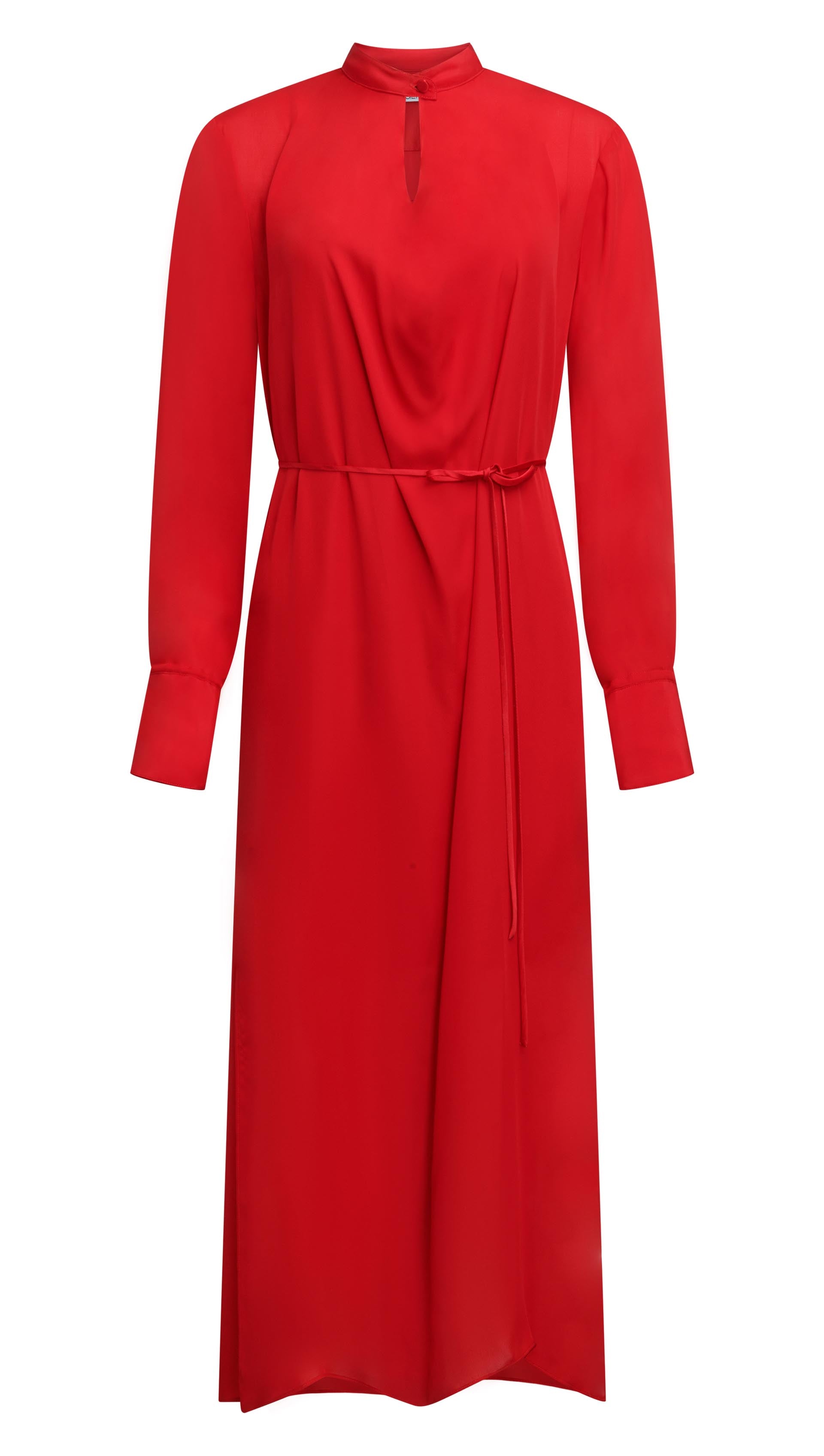 red cowl neck long sleeve dress Women's Red Satin Cowl Neck Long Sleeve Midaxi Dress
