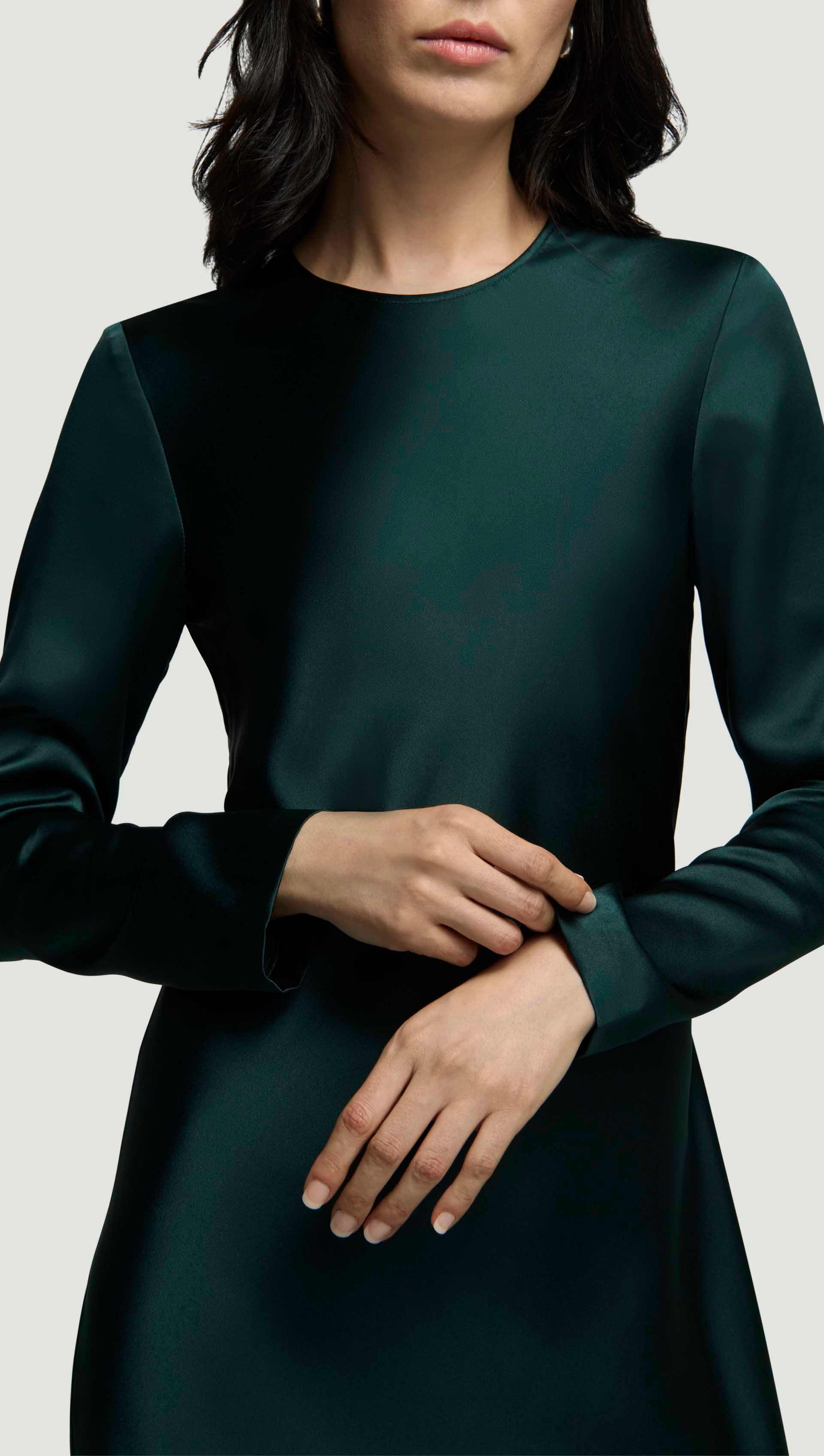 Longsleeve Bias Dress in Silk Charmeuse | Women's Dresses | Argent Longsleeve Bias Dress in Silk Charmeuse | Women's Dresses | Argent