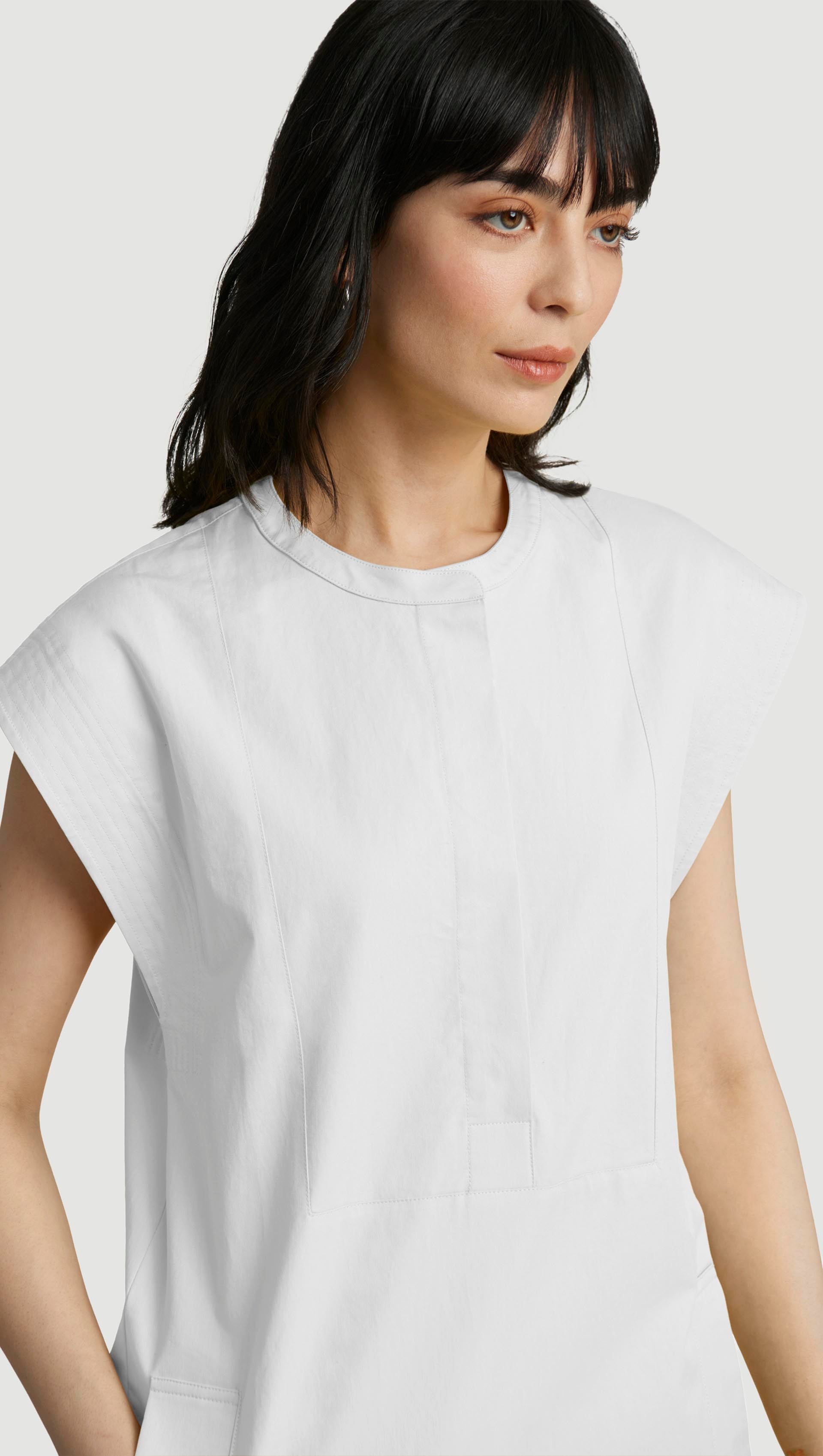 Mini Bib Dress in Cotton Sateen | Women's Dresses | Argent Mini Bib Dress in Cotton Sateen | Women's Dresses | Argent
