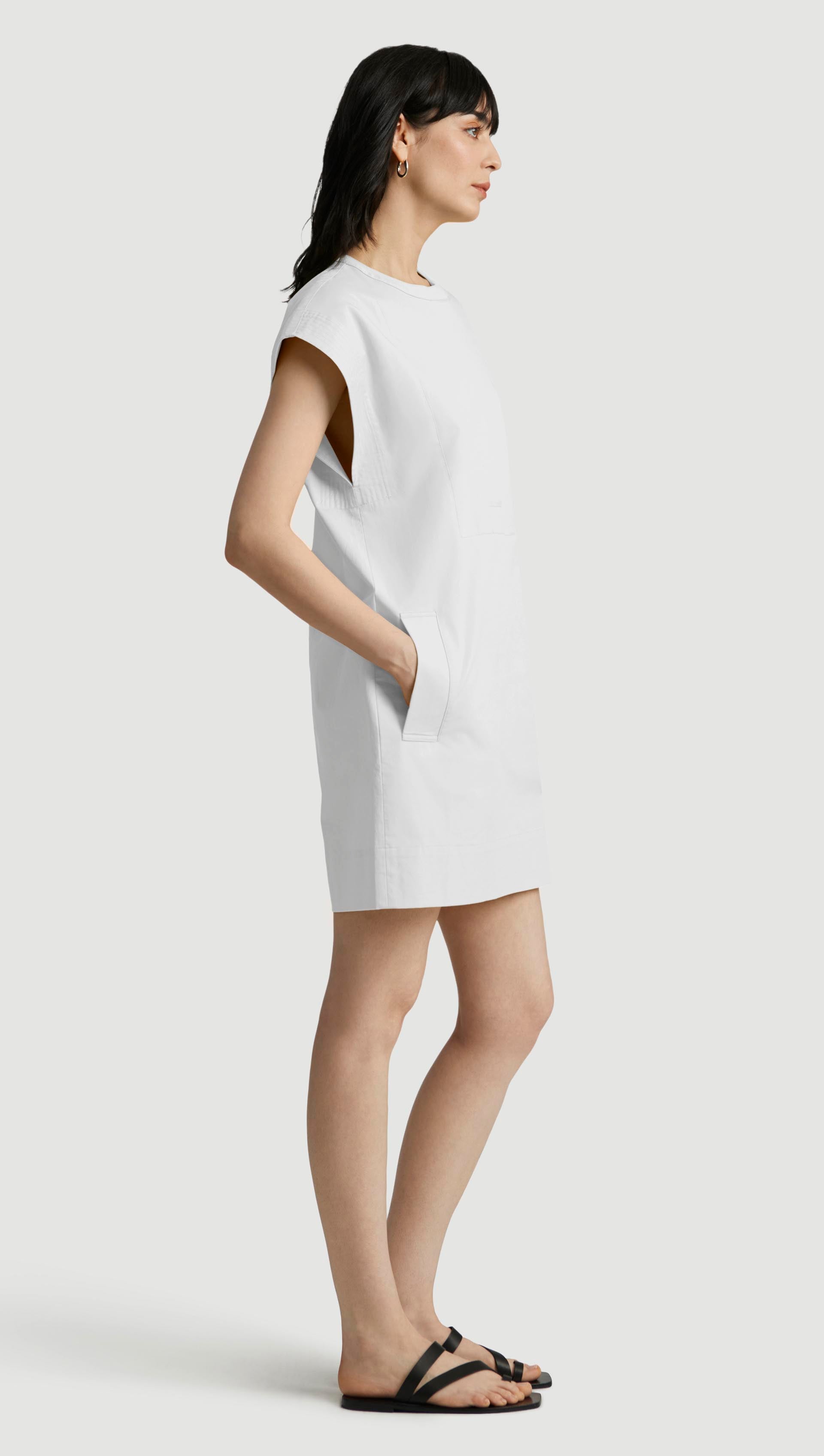 Mini Bib Dress in Cotton Sateen | Women's Dresses | Argent Mini Bib Dress in Cotton Sateen | Women's Dresses | Argent