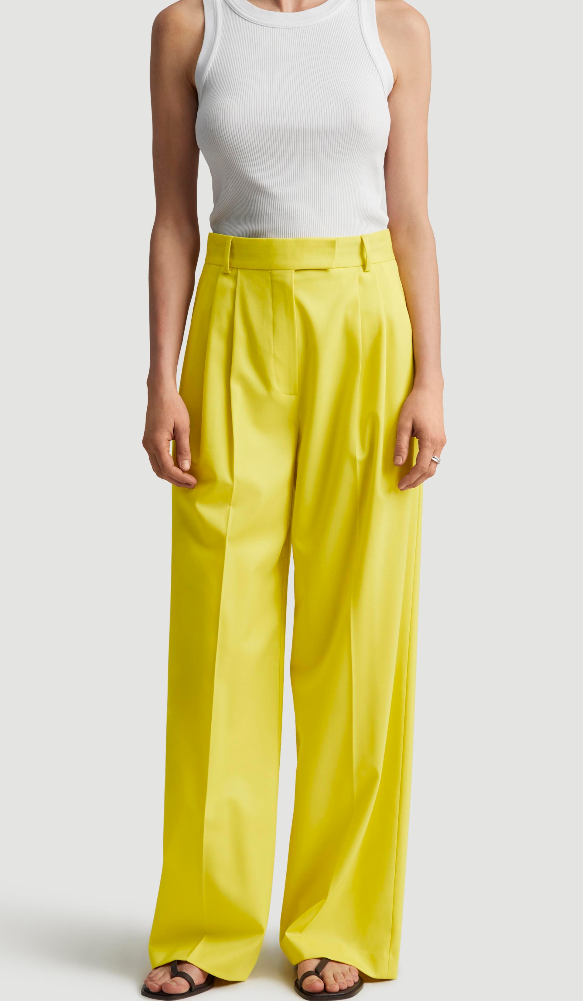 Pleated Trouser in Seasonless Wool | Lemon