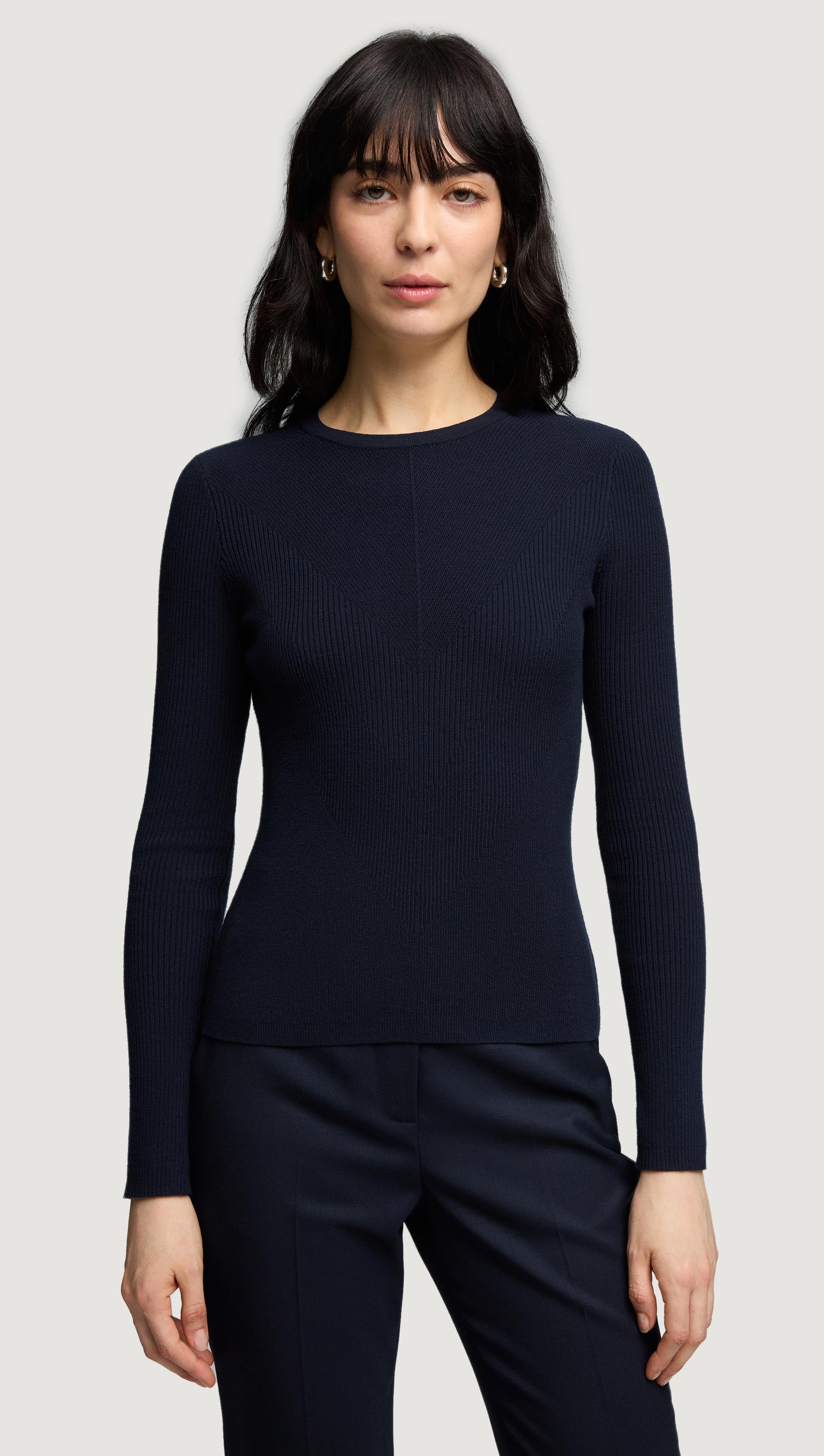 Knit Longsleeve Crew in Stretch Tencel | Midnight