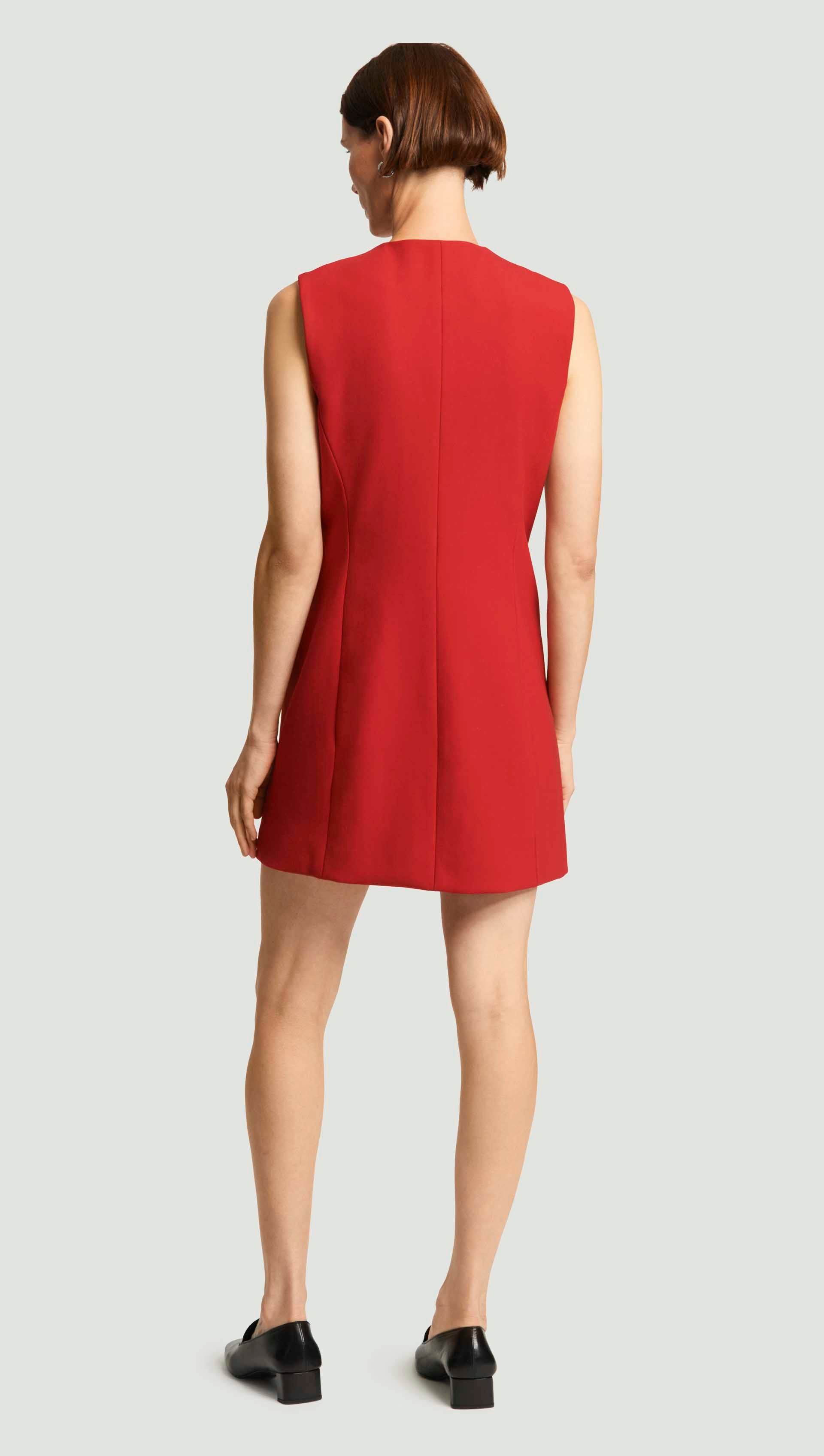 Argent Mini Double-Breasted Dress in Heavy Wool Twill | Ruby Red | Women's Dresses | Size 8