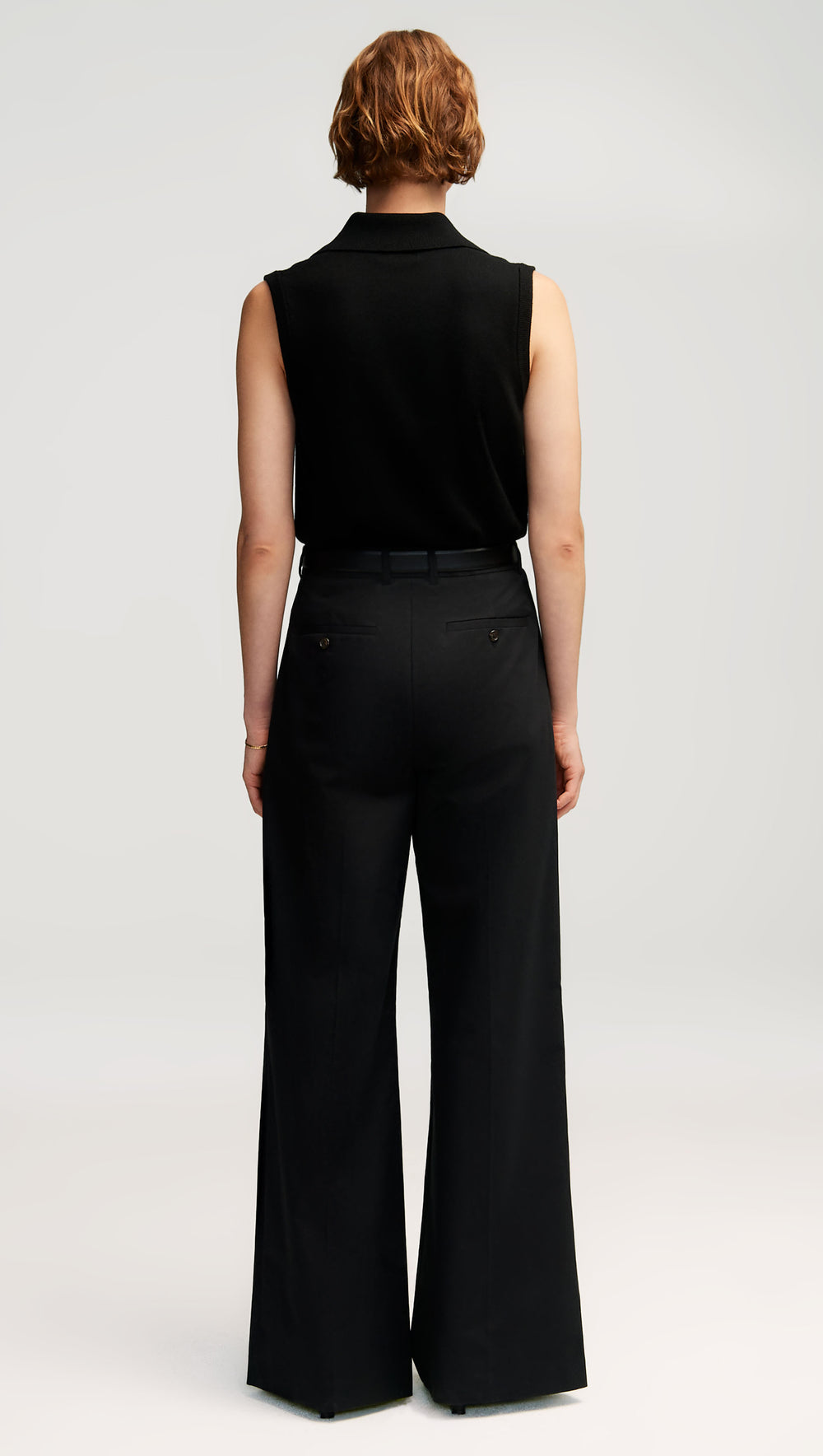 Single Pleat Trouser in Cotton Twill | Black
