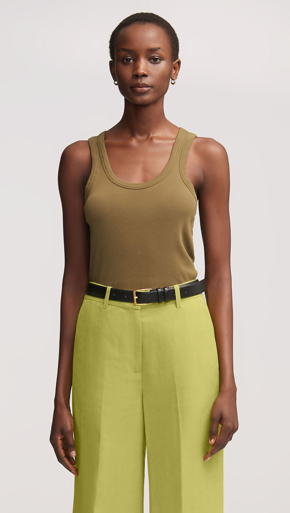 Ribbed Tank in Cotton Elastane | Moss