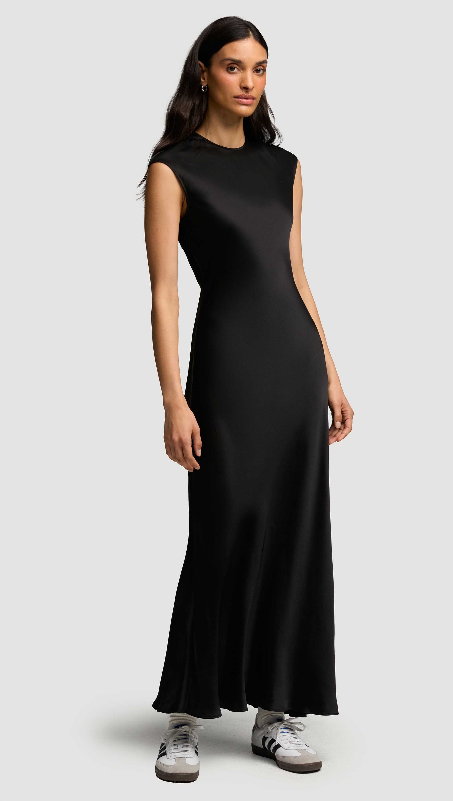 Bias Dress in Viscose Satin | Black