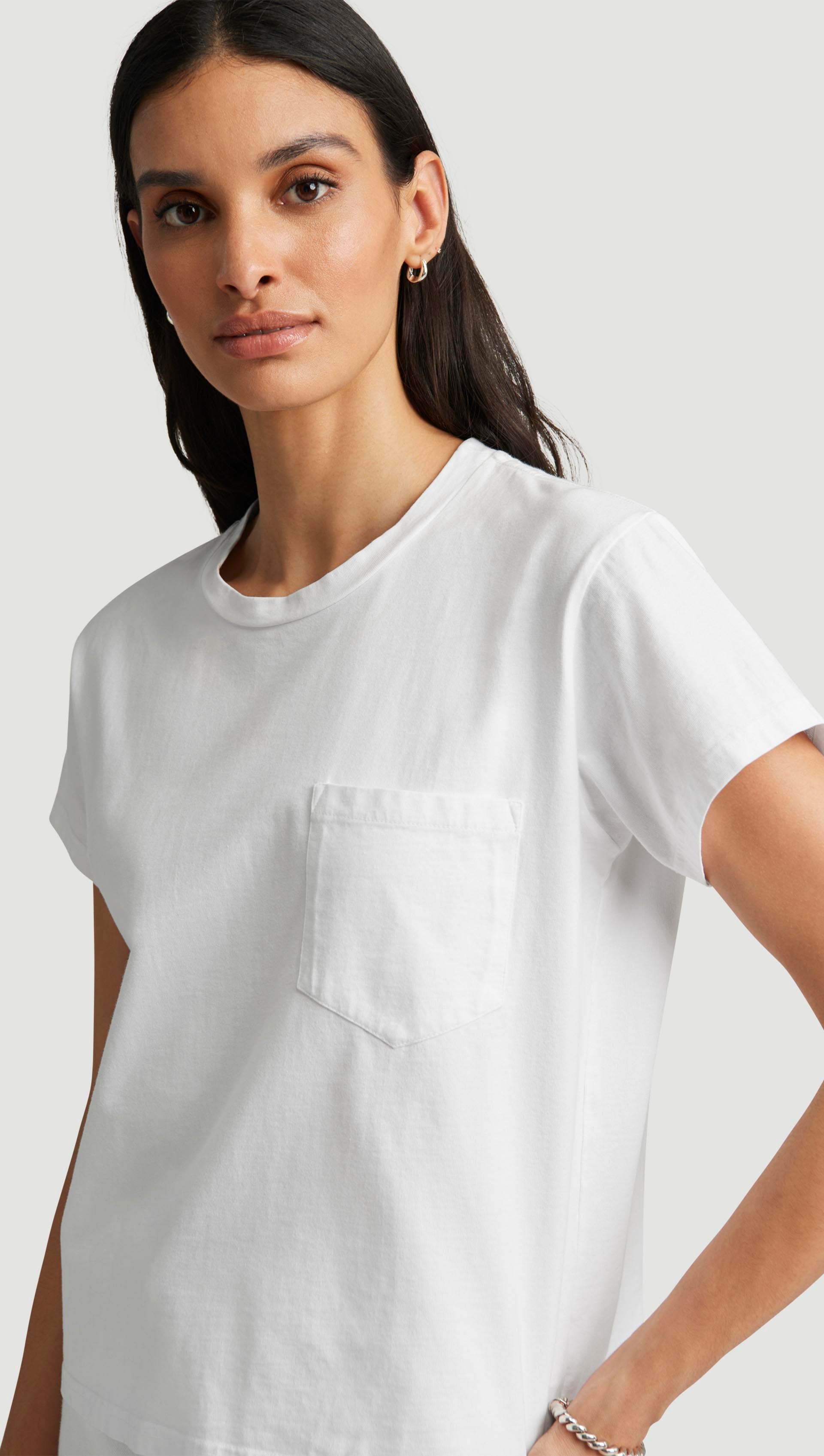 Maybelle Pocket Tee in Cotton | White