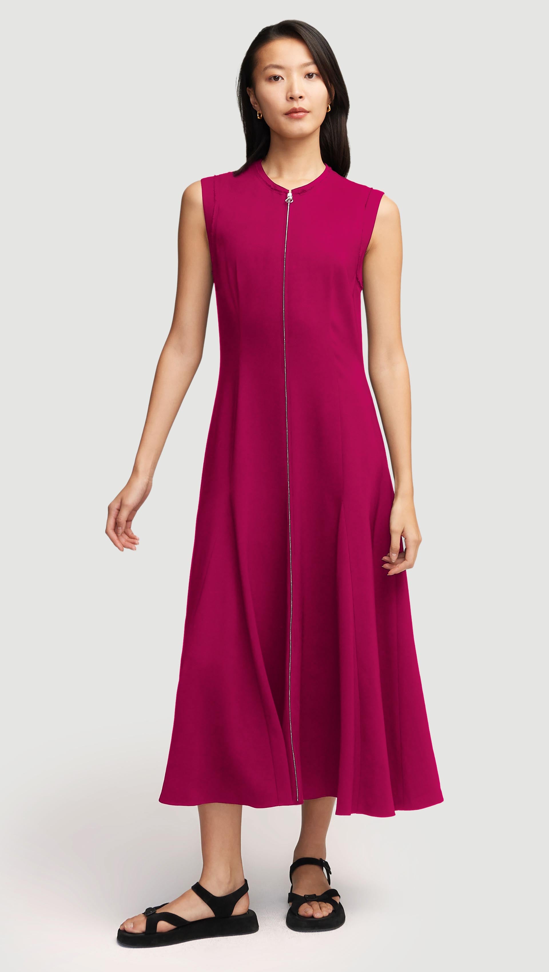 Cornelia Dress in Viscose Linen Twill | Fuchsia