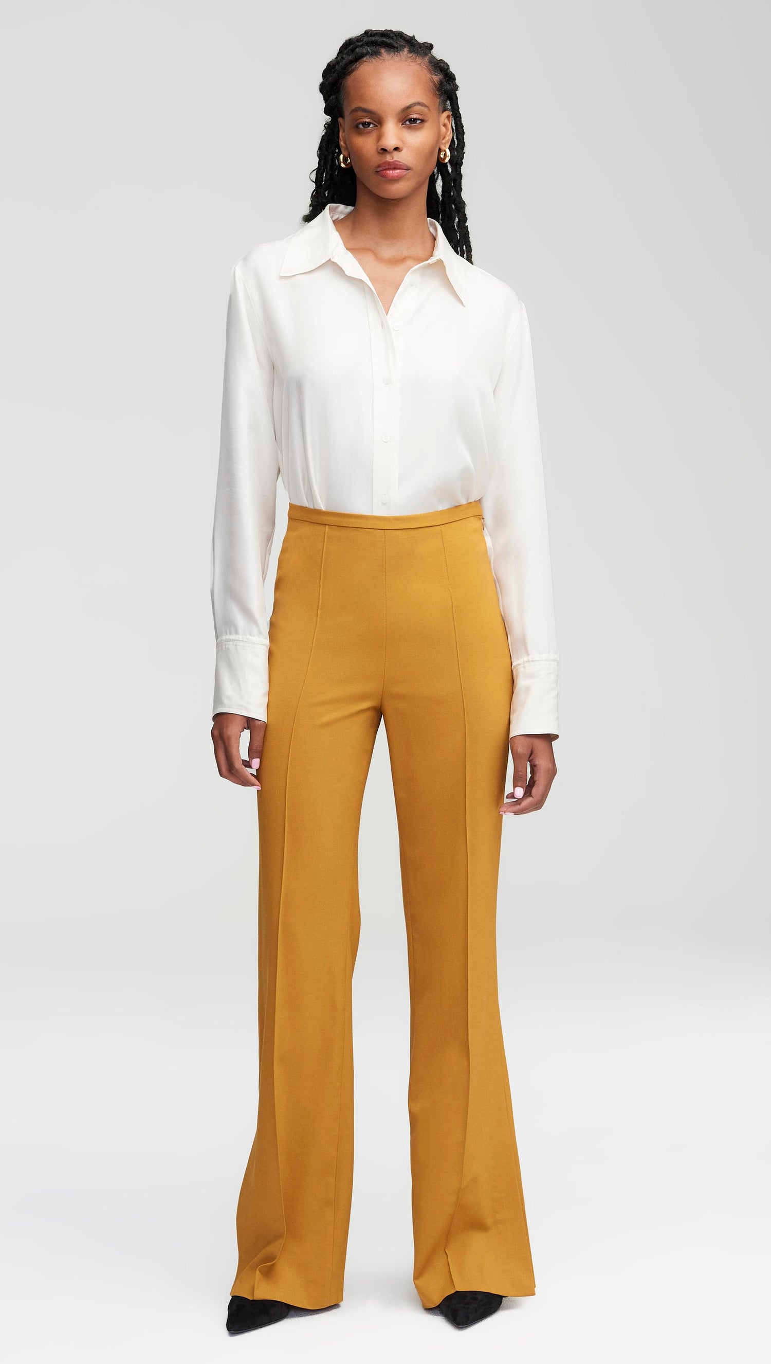 Buy Zastraa Women Mustard Yellow Slim Fit Solid Peg Trousers - Trousers for  Women 9476139 | Myntra