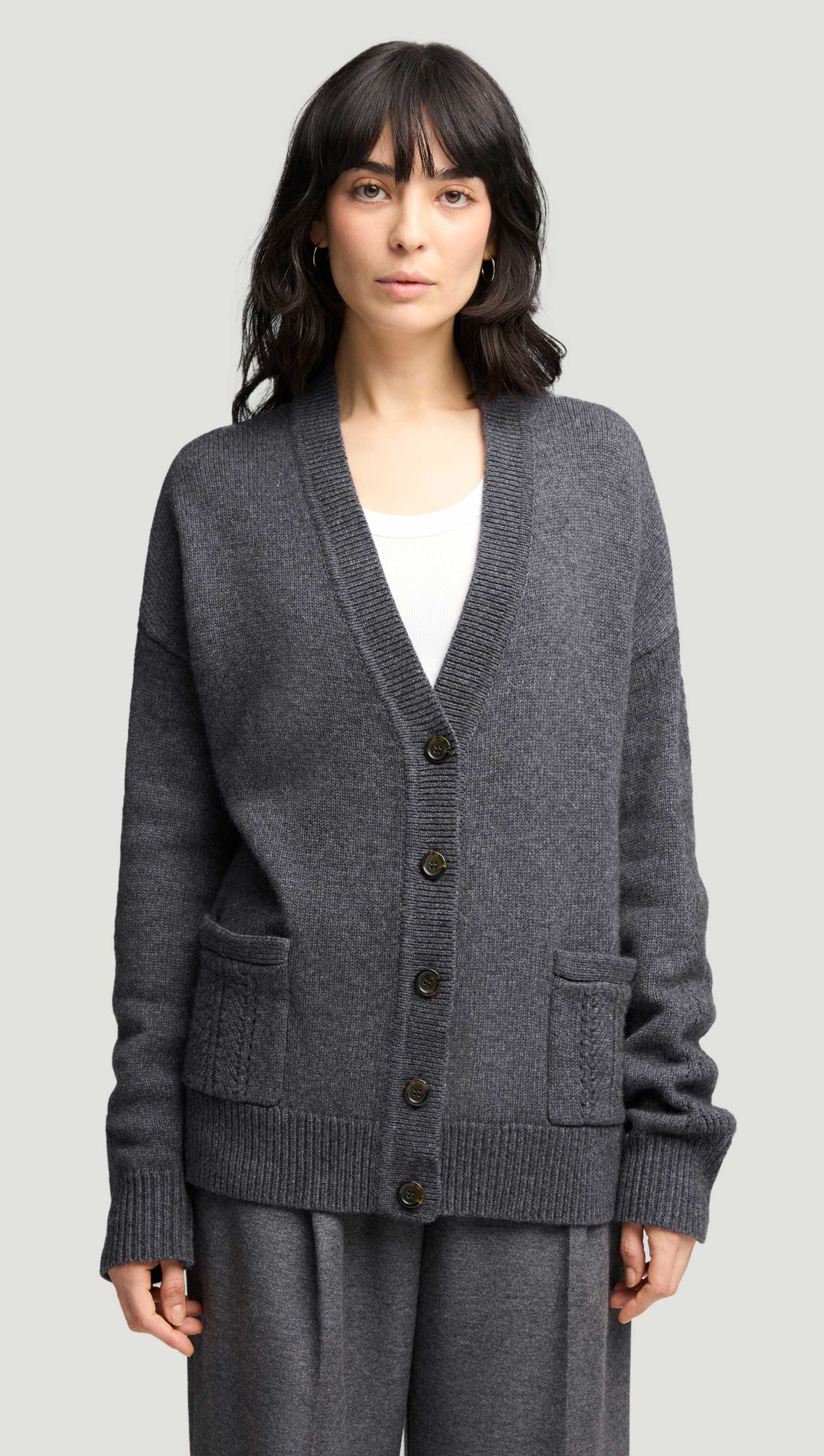 Boyfriend Cardigan in Merino Wool | Grey