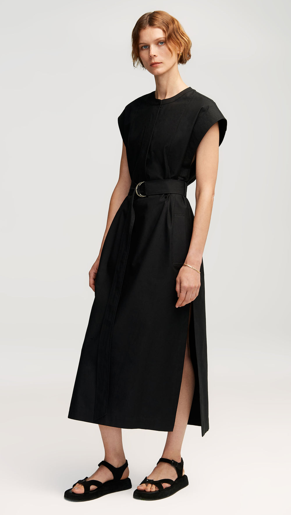 Bib Dress in Cotton Twill | Black