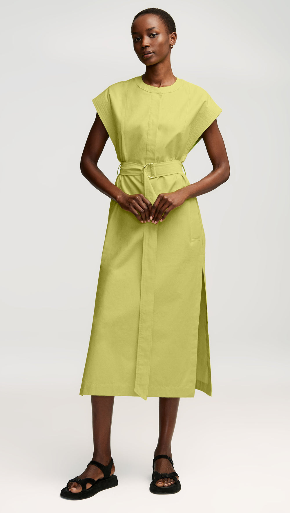 Bib Dress in Cotton Twill | Avocado