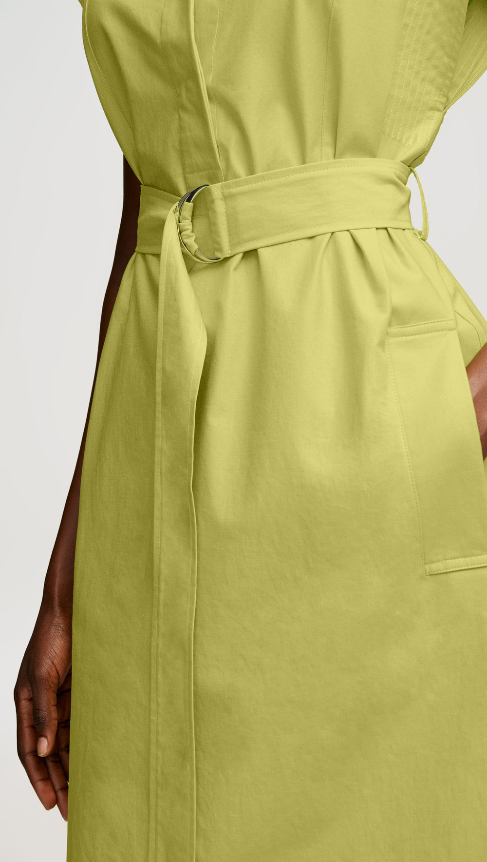 Bib Dress in Cotton Twill | Avocado