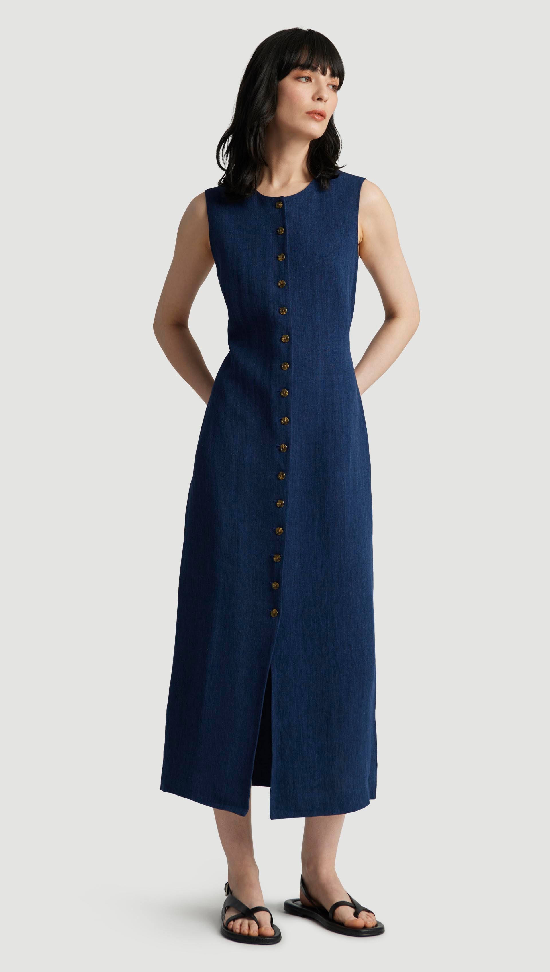 ladies button dress Petal Pink Button Dress for Women