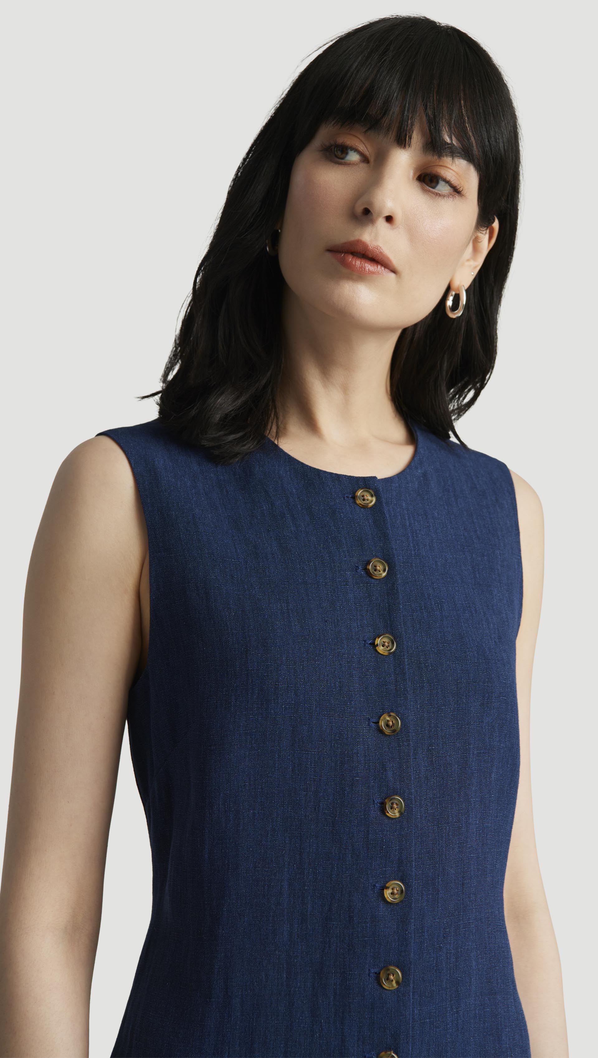 Button Dress in Linen | Women's Dresses Button Dress in Linen | Women's Dresses